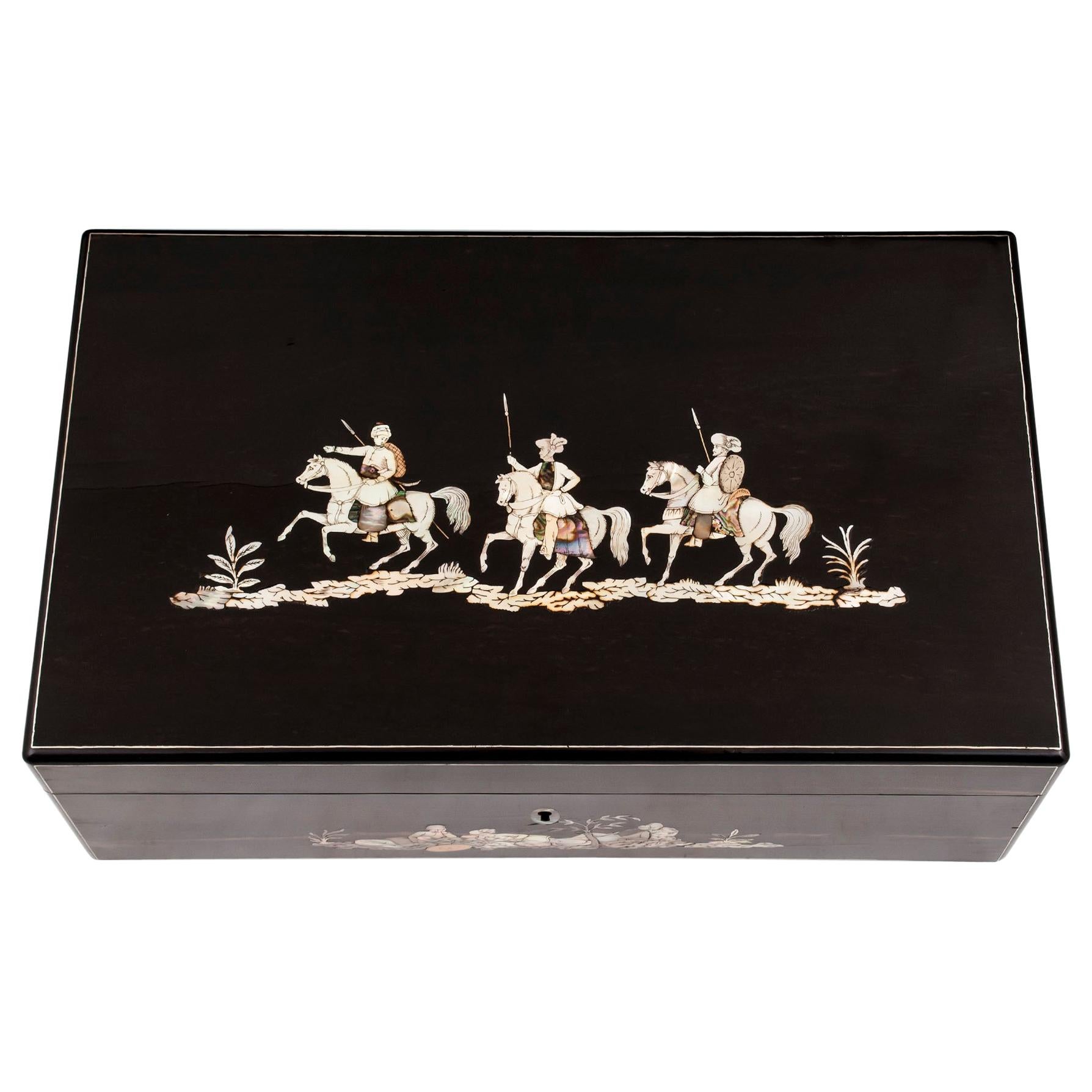 Coromandel Mother-of-Pearl Writing Box by W. C. Fuller, 19th Century For Sale