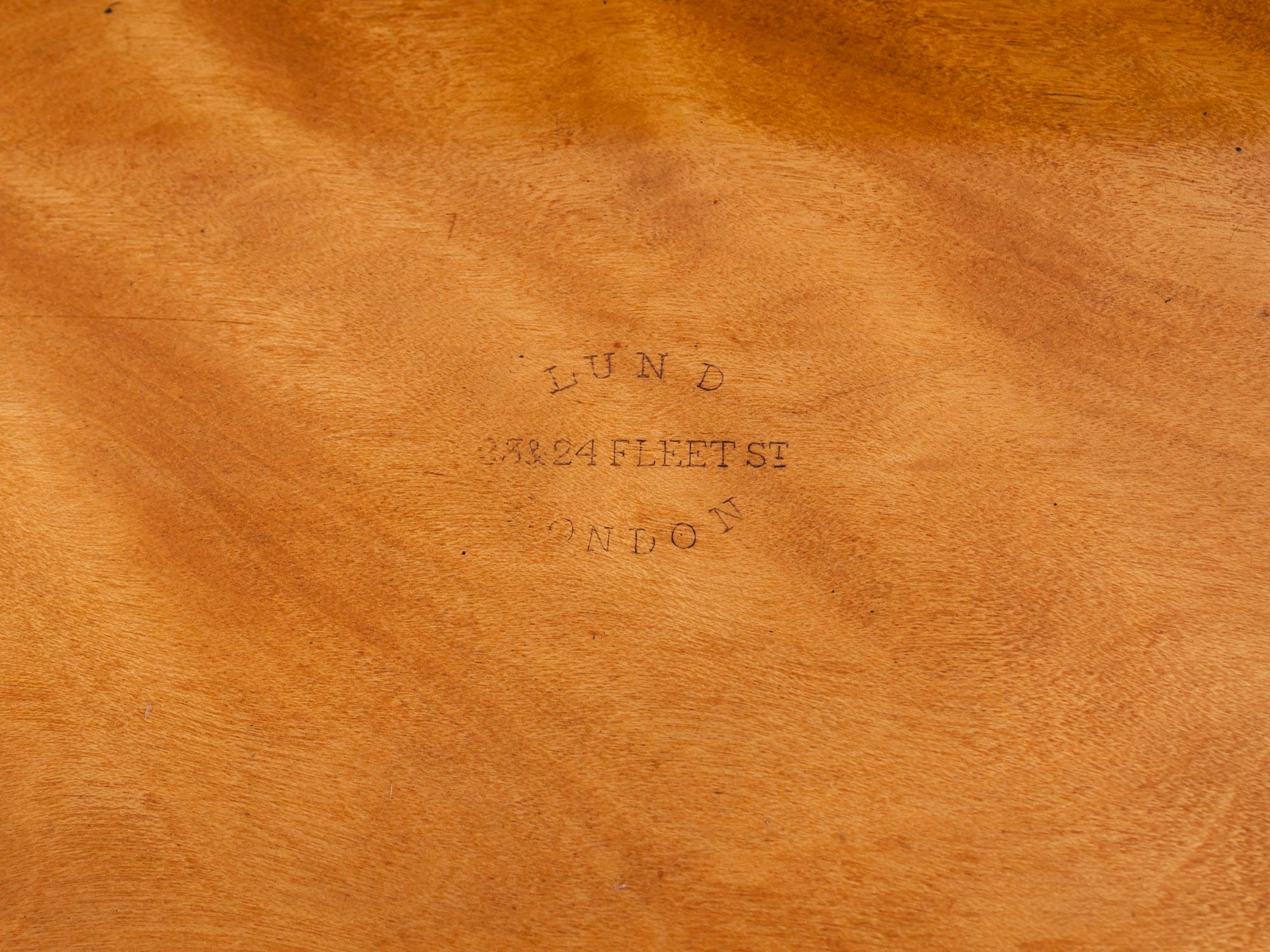 Coromandel Satinwood Brass Edged Leather Writing Box by Lund 19th Century 5