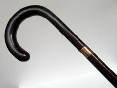 Coromandel Walking Cane Stick 9-Carat Gold Collar London Hallmark, Provenance