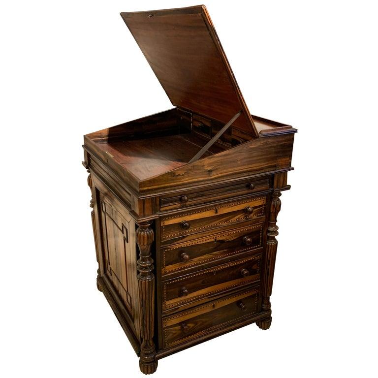 Coromandel Wood Davenport Desk, William IV, in the Style of Waring and Gillows For Sale
