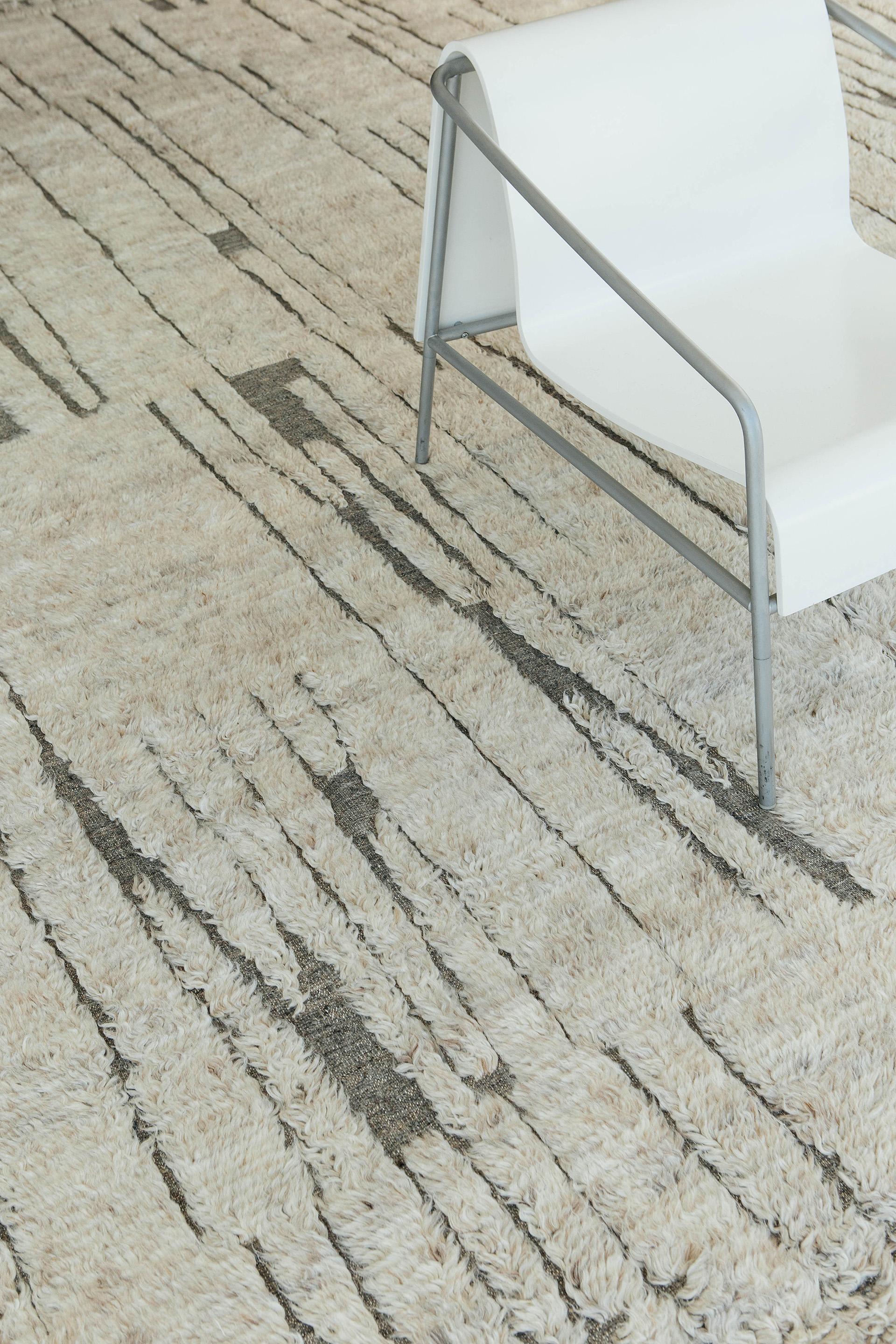 The Coromuel is a windy weather phenomenon that is unique to the coastal areas of California and is a true component of Mehraban's Haute Bohemian collection. This rug's pale blue shag weave flows like the winds of coastal communities and it's