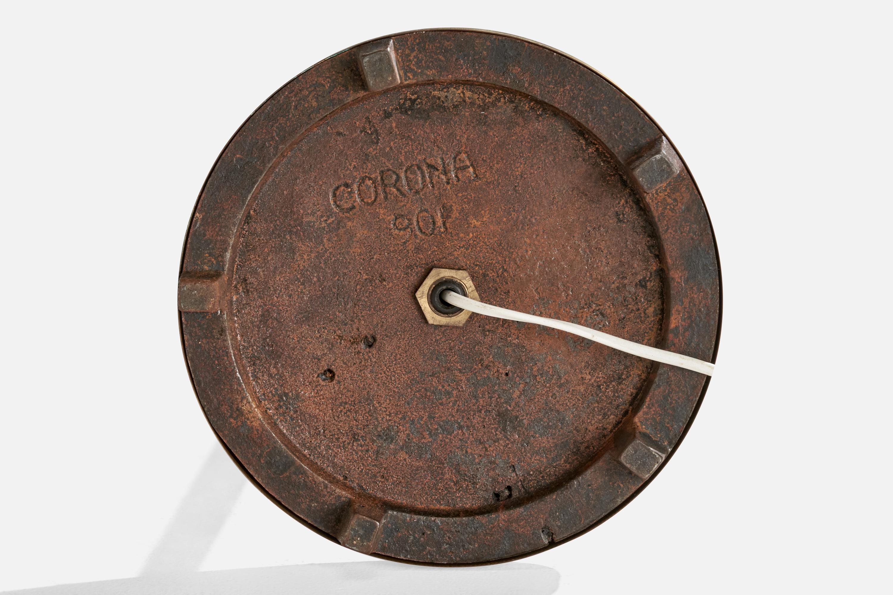 Corona Belysning, lampadaire, laiton, tissu, Suède, années 1940 en vente 3
