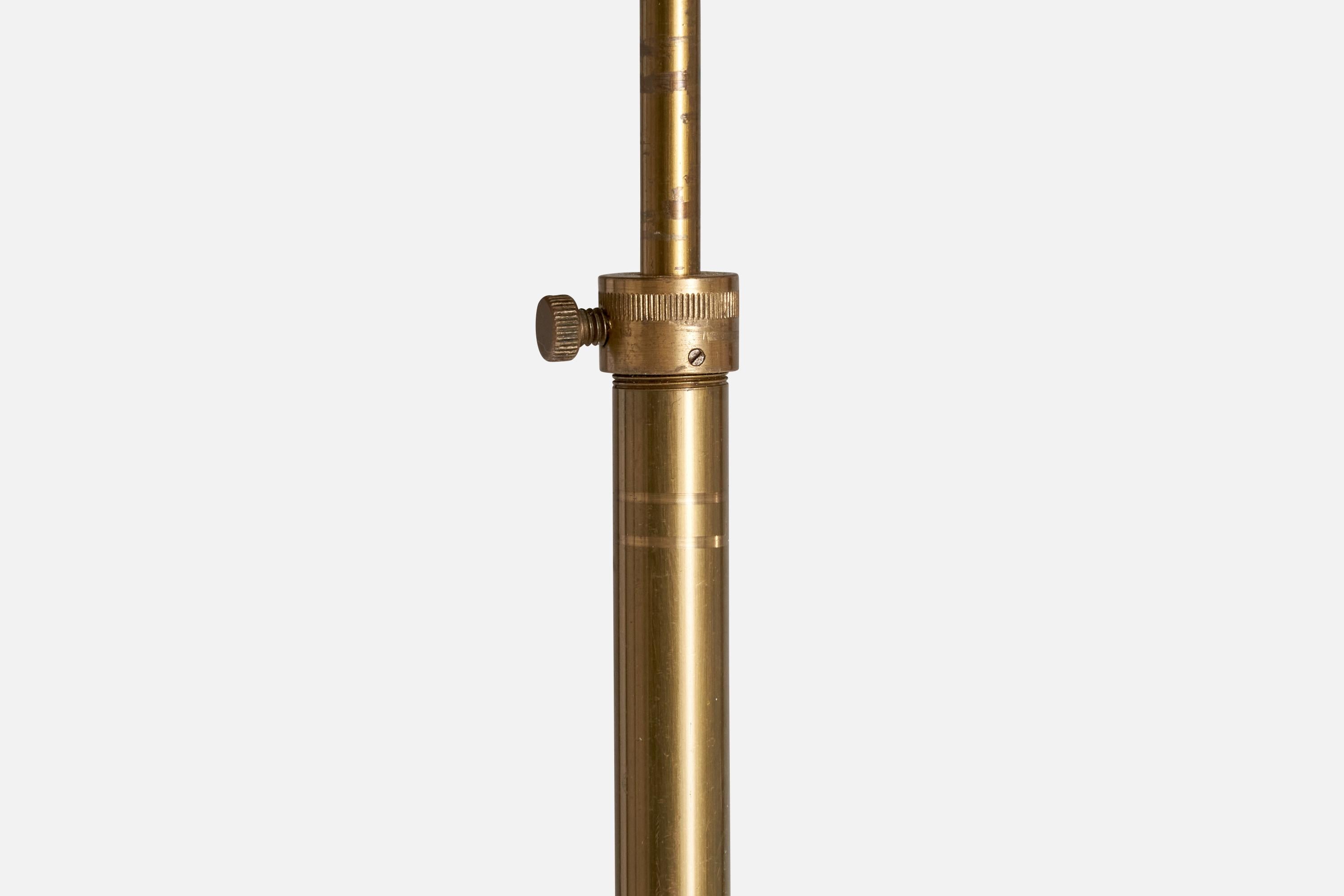 Laiton Corona Belysning, lampadaire, laiton, tissu, Suède, années 1940 en vente