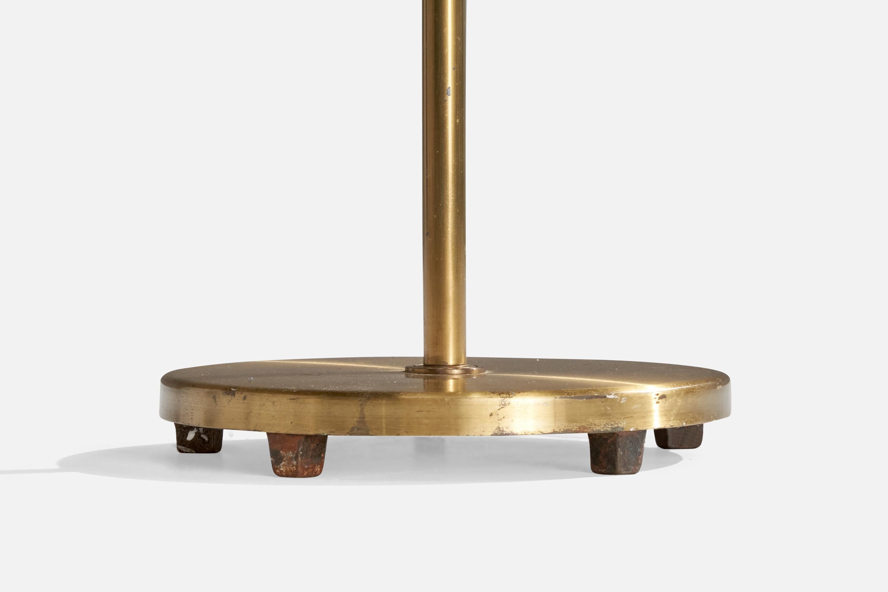 Corona Belysning, lampadaire, laiton, tissu, Suède, années 1940 en vente 2