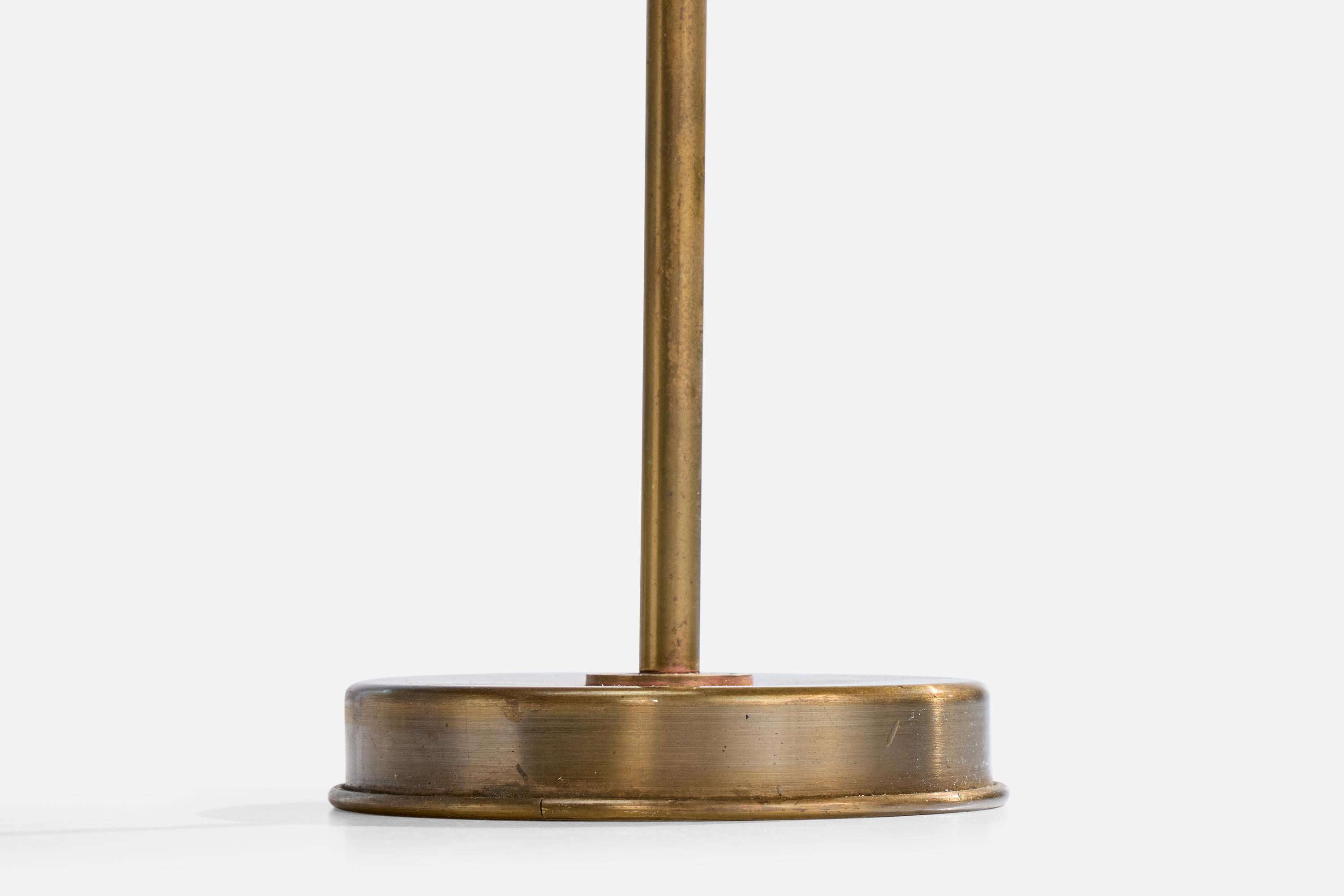 Corona Belysning, Tischlampe, Messing, Stoff, Schweden, 1940er Jahre im Angebot 3