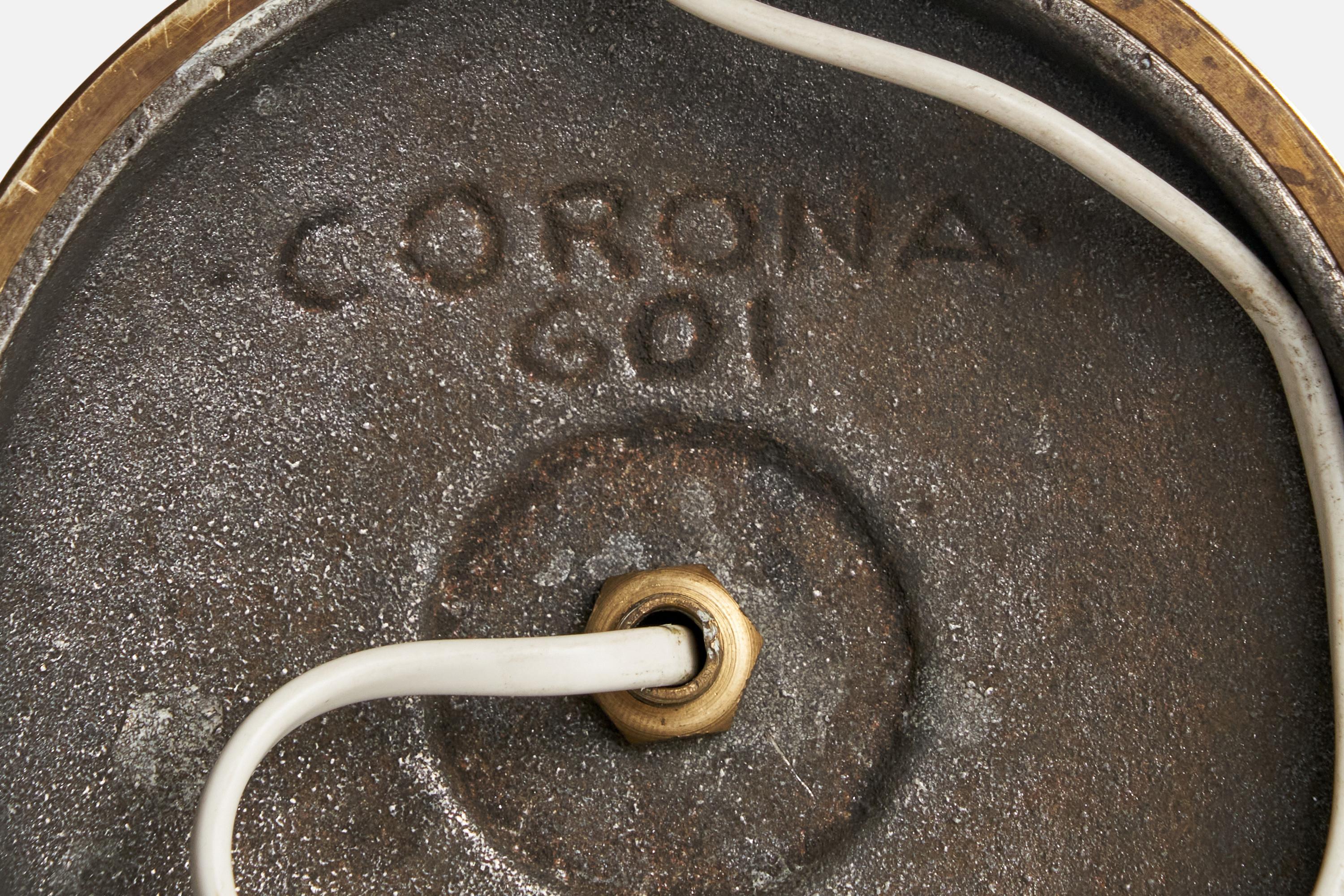 Corona Belysning, Lámpara de mesa, Latón, Suecia, años 40 en venta 3