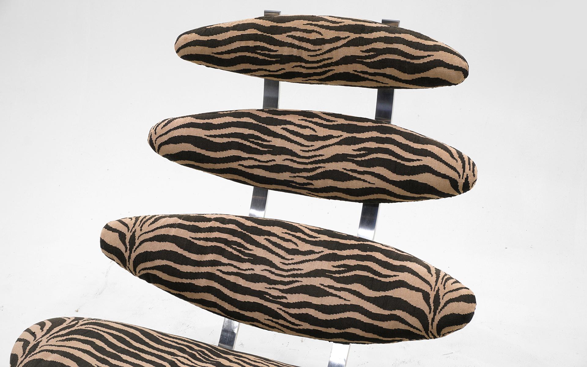 Steel Corona Chair by Poul Volther. Model Ej-5 for Erik Jørgensen, Zebra Print, Signed For Sale