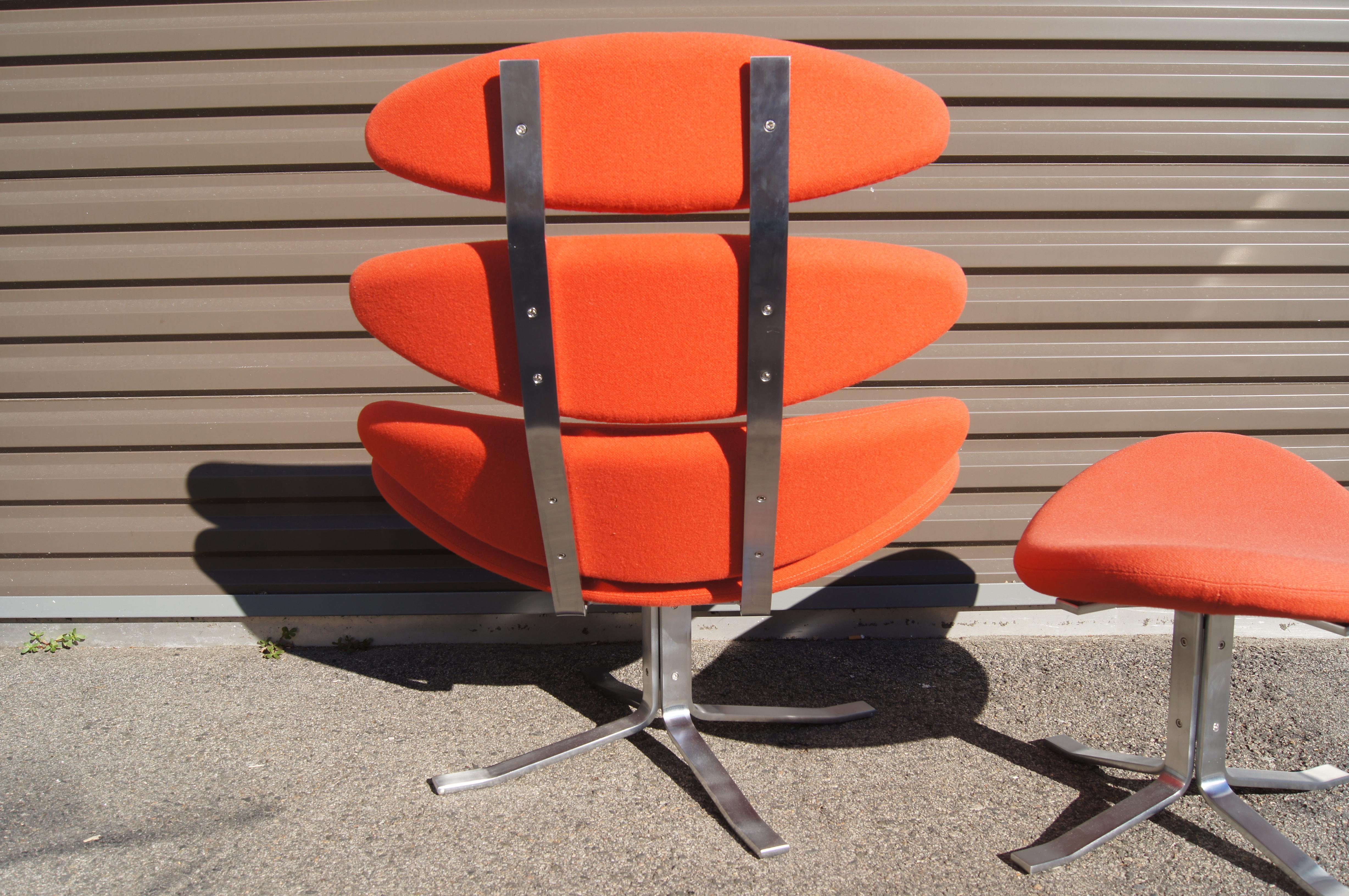 Danish Corona Chair, Model Ej-5, and Ottoman by Poul M. Volther for Erik Jørgensen For Sale