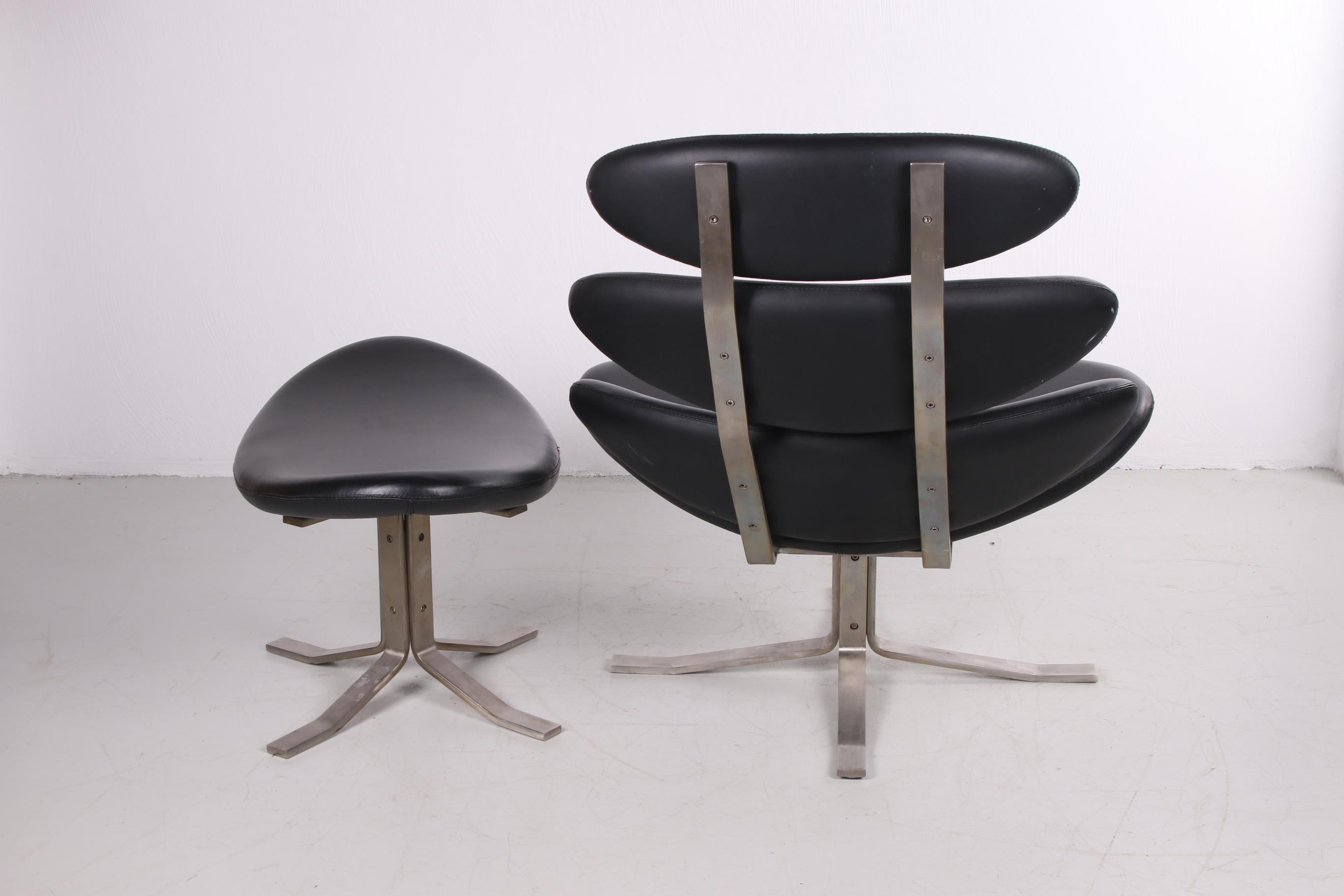 Corona Chair with Hocker Design from Poul Volther for Erik Jorgensen In Good Condition In Oostrum-Venray, NL