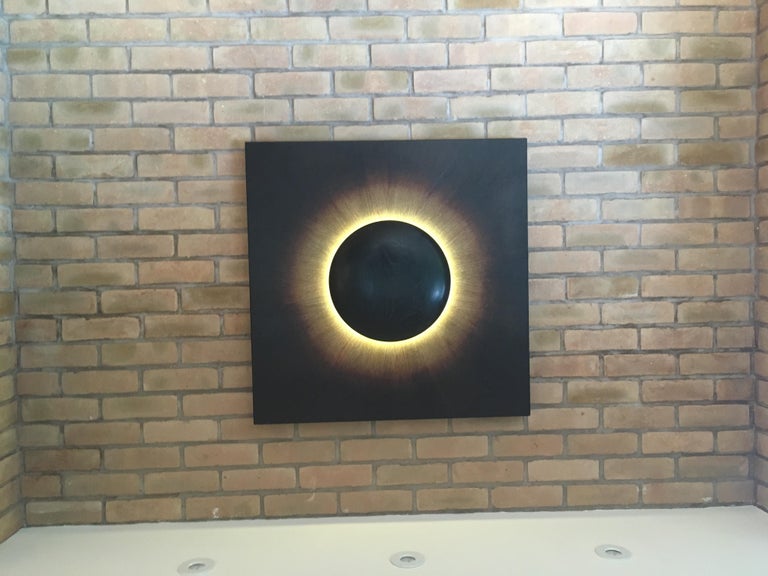 Modern Corona, Contemporary 3D Wall Art, Hand Veneered in Wenge, by David Tragen For Sale