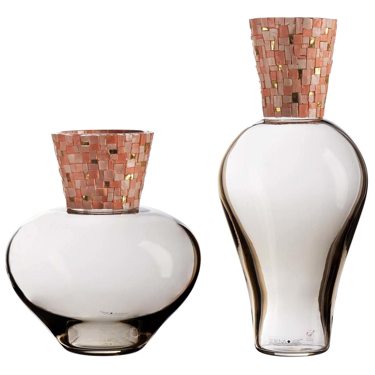 Corona Diadema Vases Gray and Pink