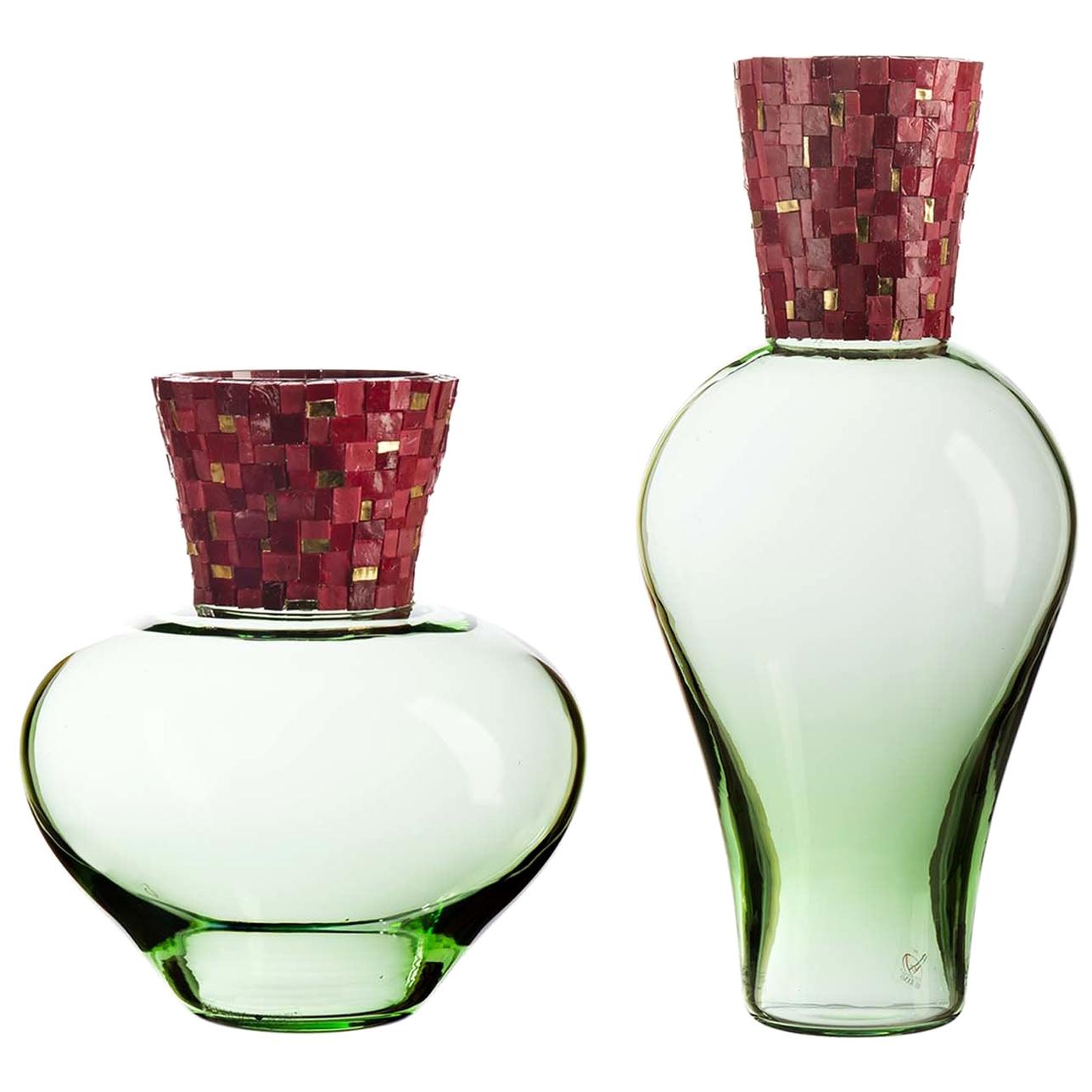 Corona Diadema Vases Green and Red