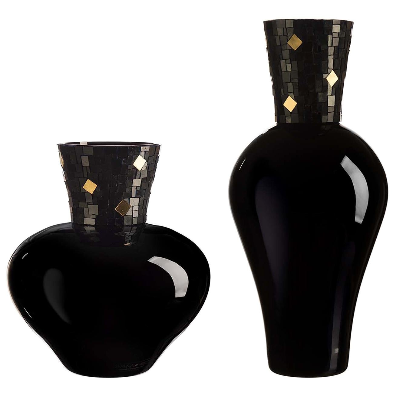 Corona Diadema Vases in Black and Gold