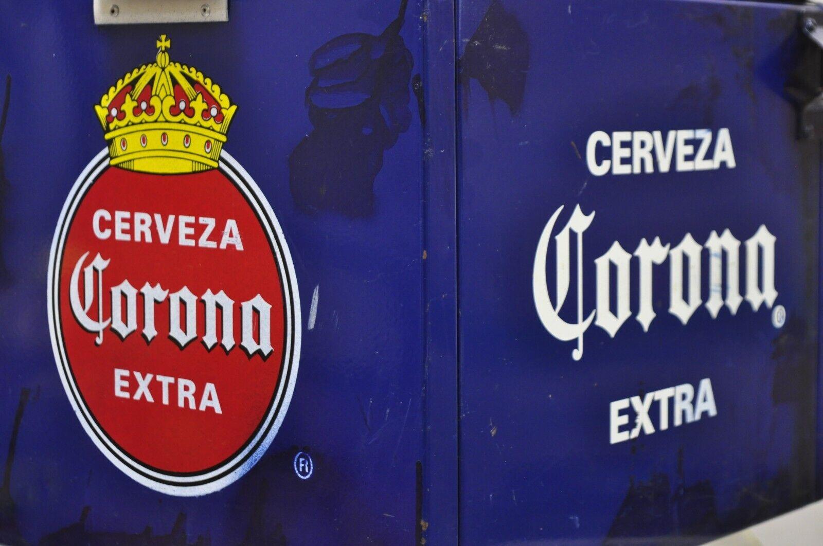 Contemporary Corona Extra Cerveza Beer Steel Metal Beverage Cooler Vintage Style