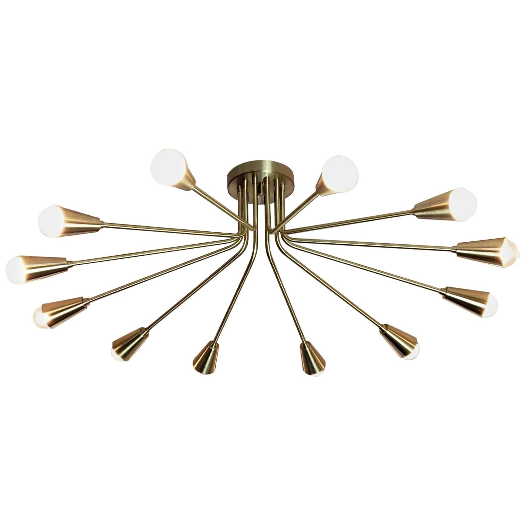 Corona Flush Mount Light Fixture in Brass by Blueprint Lighting