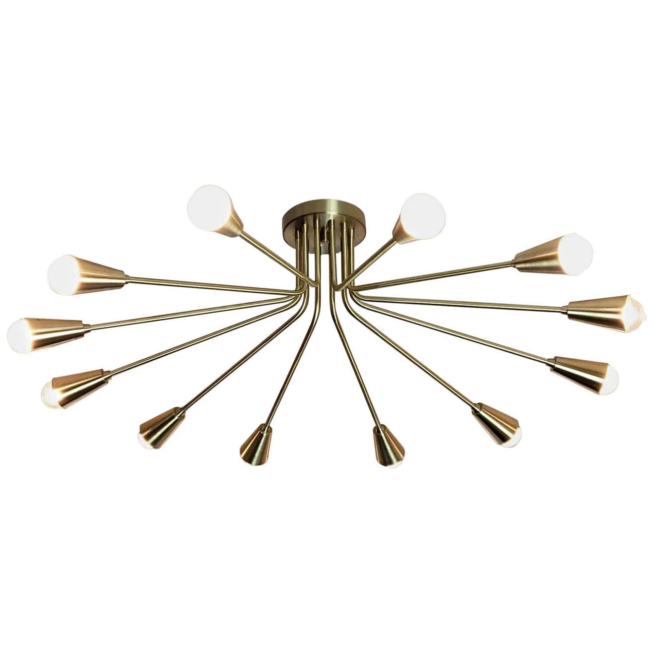 Corona Flush Mount Light Fixture in Brass by Blueprint Lighting For ...