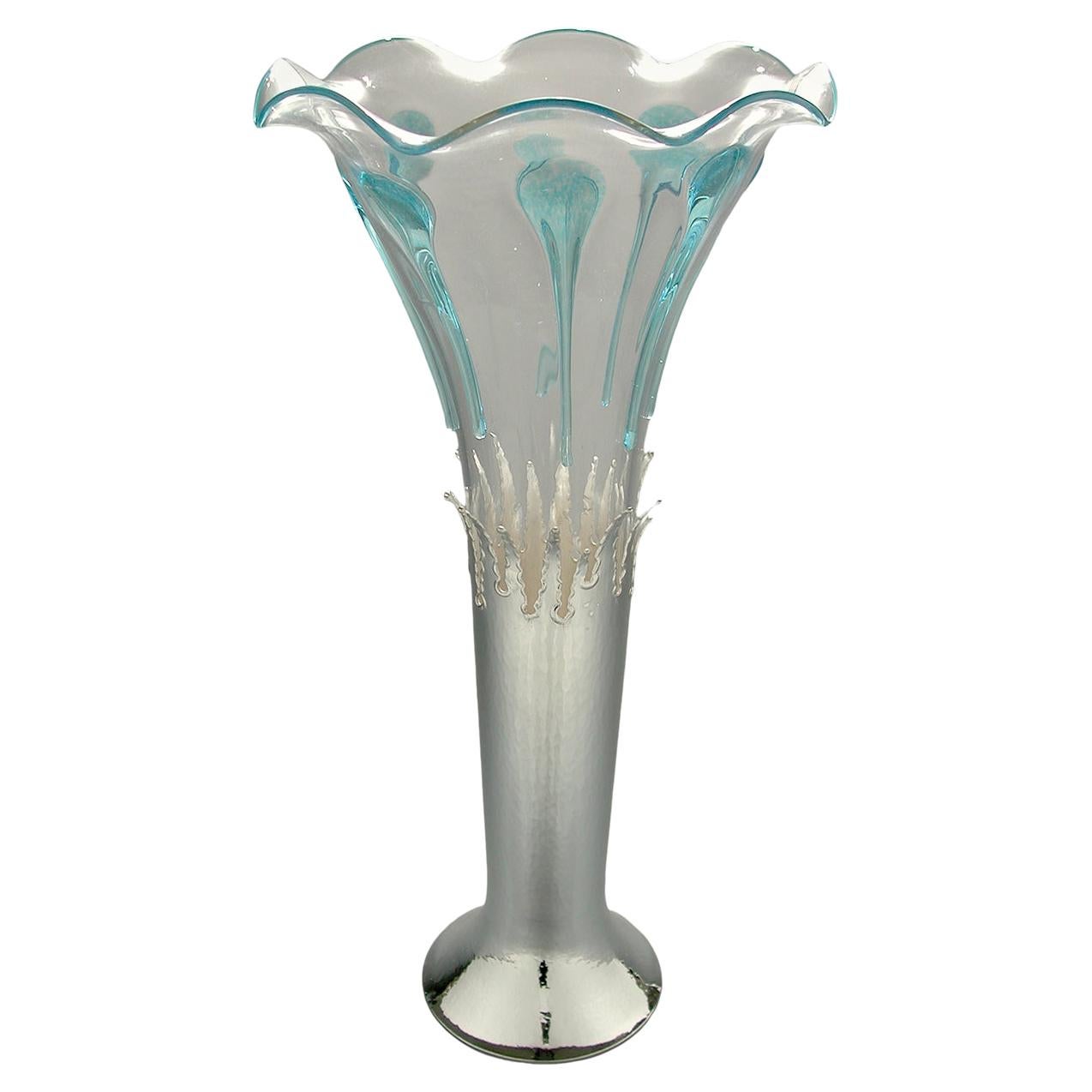 Light Blue and Gold Vase For Sale at 1stDibs