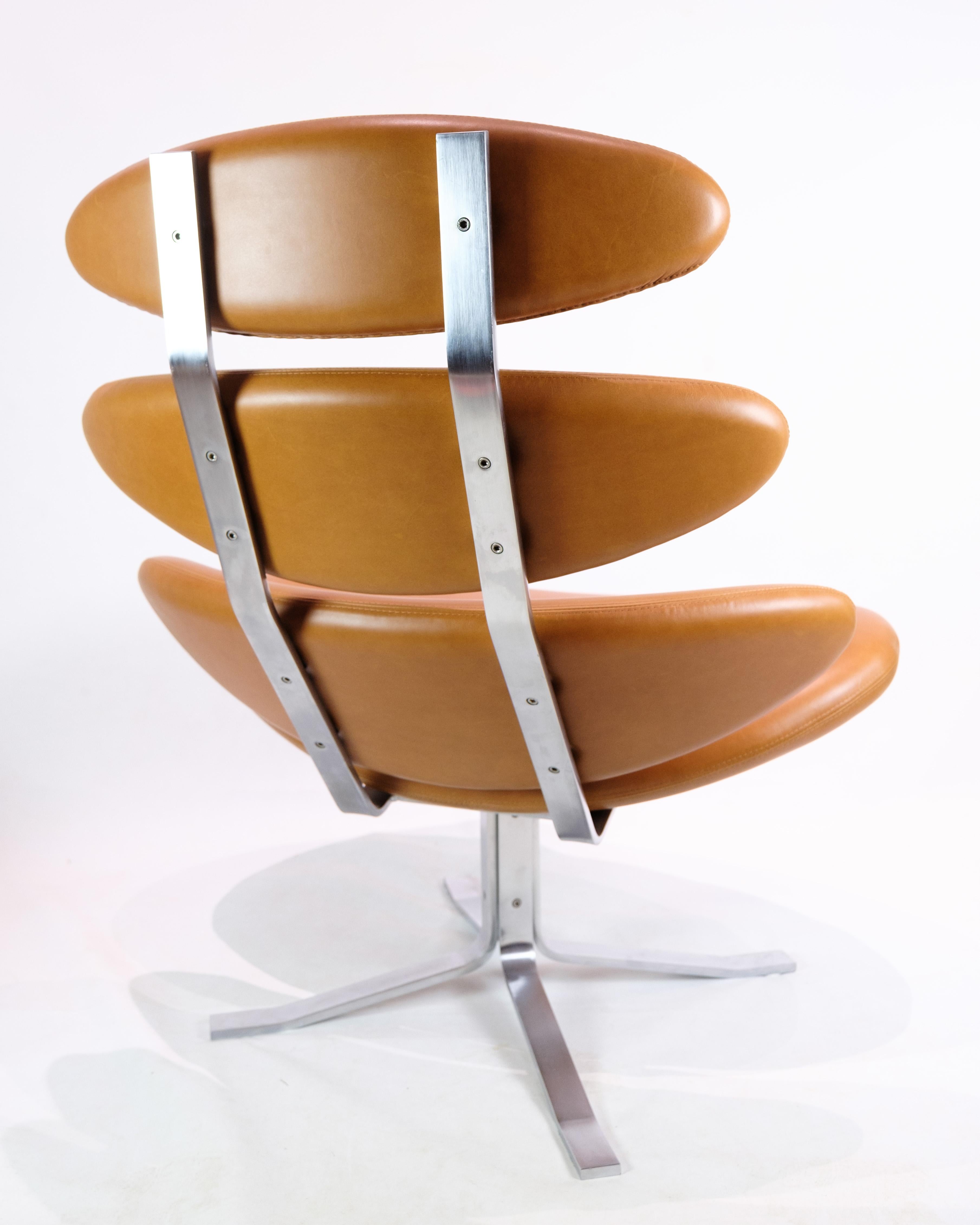 Milieu du XXe siècle Chaise longue Corona Modèle EJ5 En cuir Elegance Noyer Par Poul M. Volther en vente