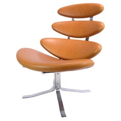 Corona Lounge Chair Modell EJ5 aus Walnuss Elegance Leder von Poul M. Volther