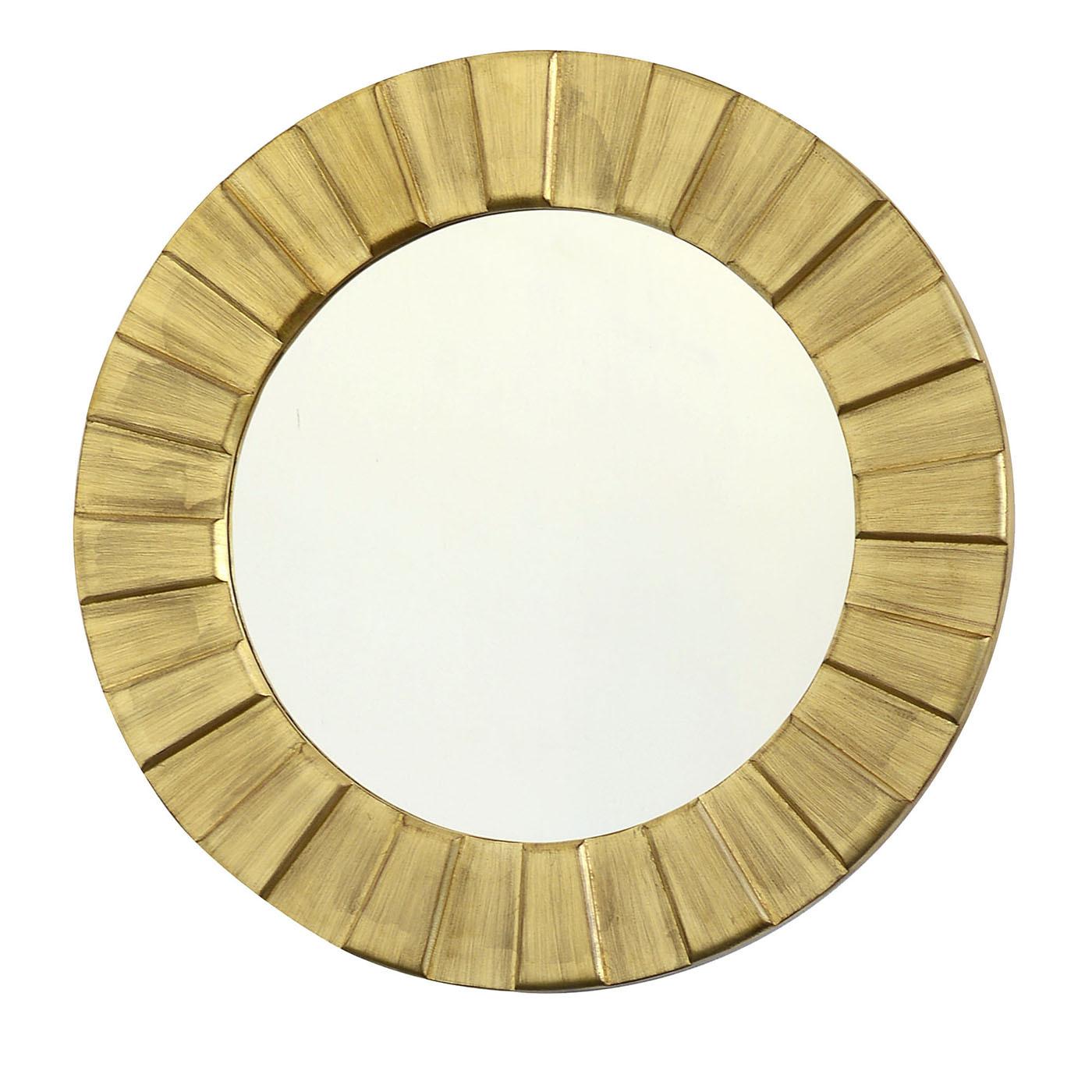 Italiano Specchio rotondo Corona in legno con foglie d'oro di Spini Firenze in vendita