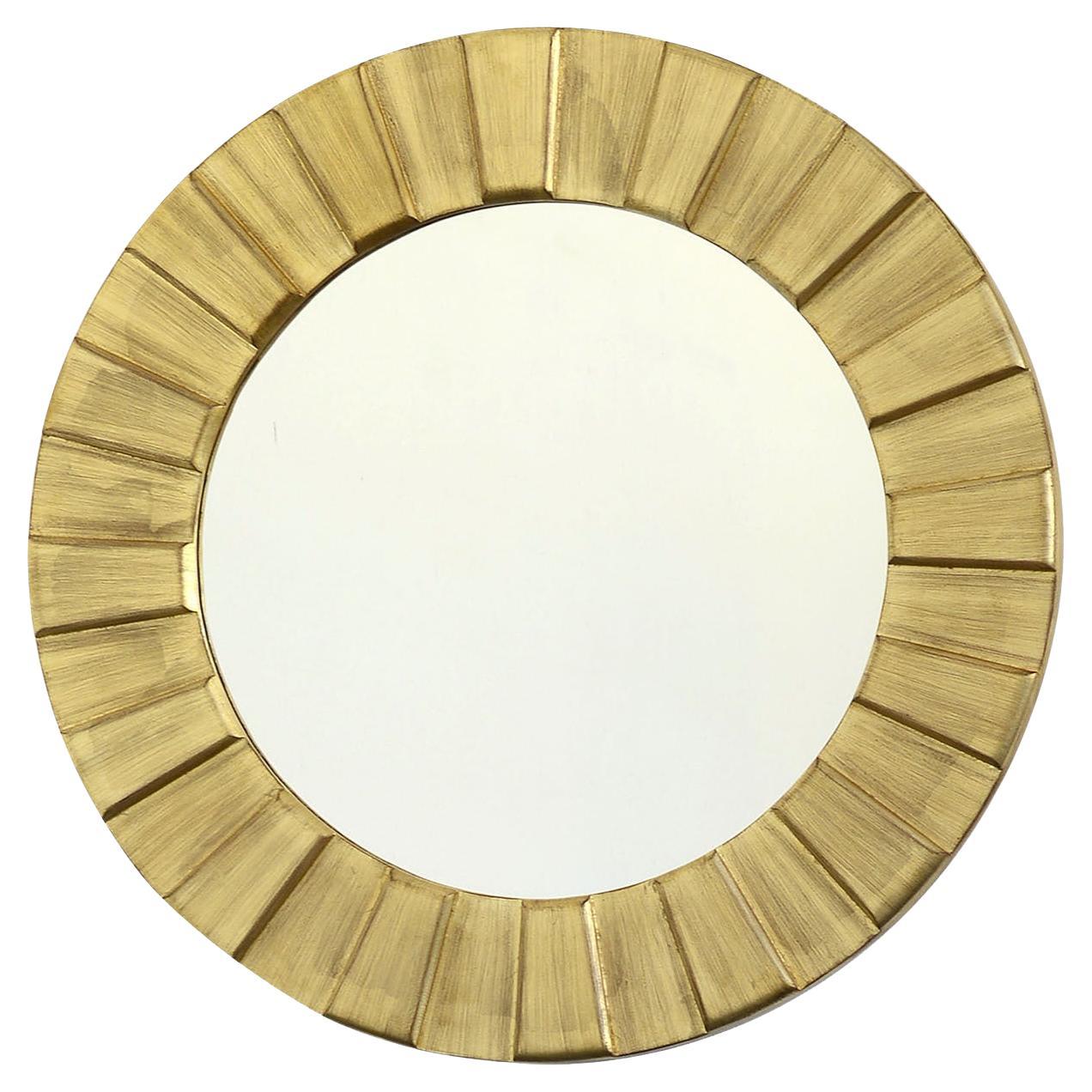 Corona Round Gold-Leaf Wooden Mirror by Spini Firenze