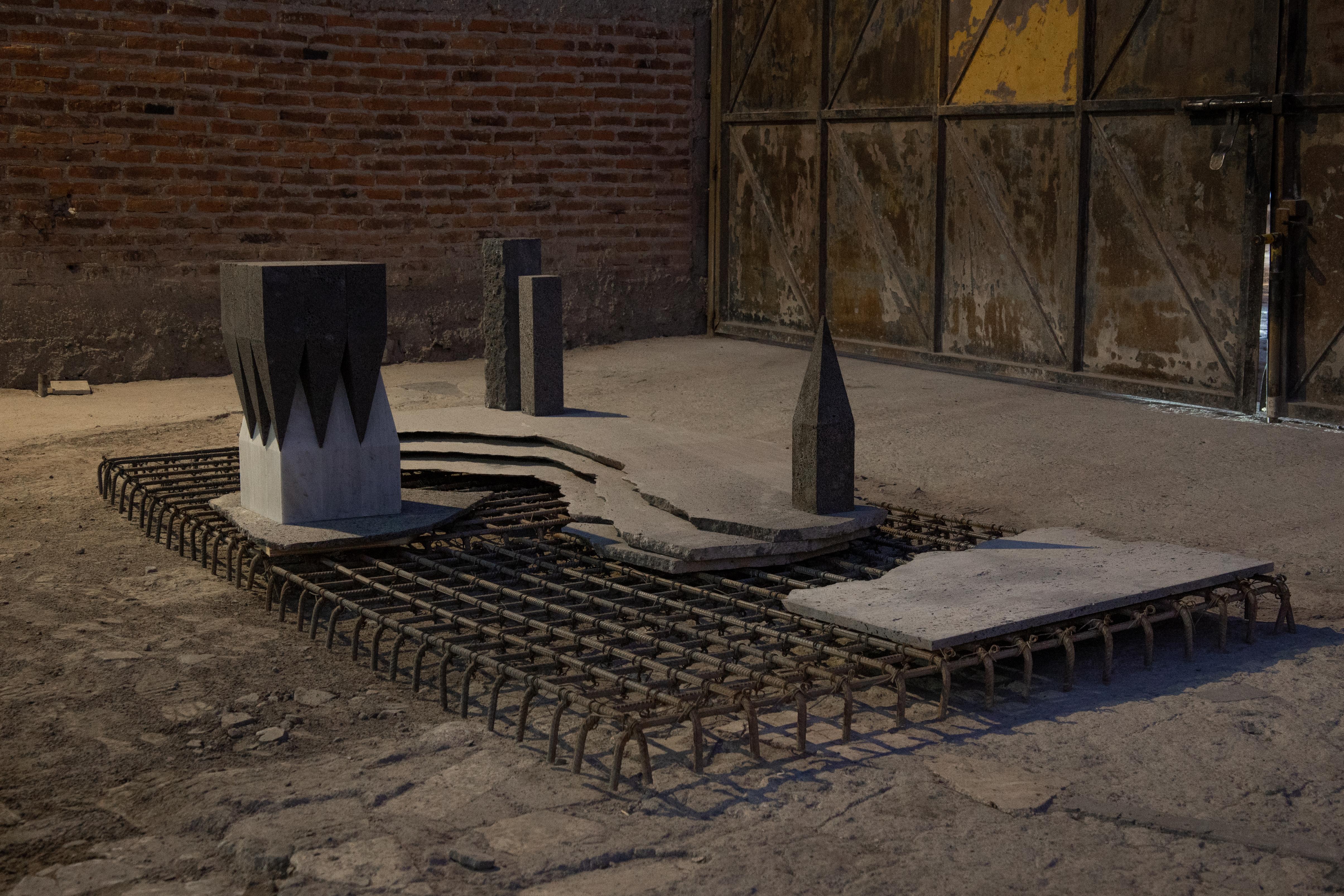 Corona Side Table in Carrara Marble & Volcanic Stone by Alina Rotzinger For Sale 5
