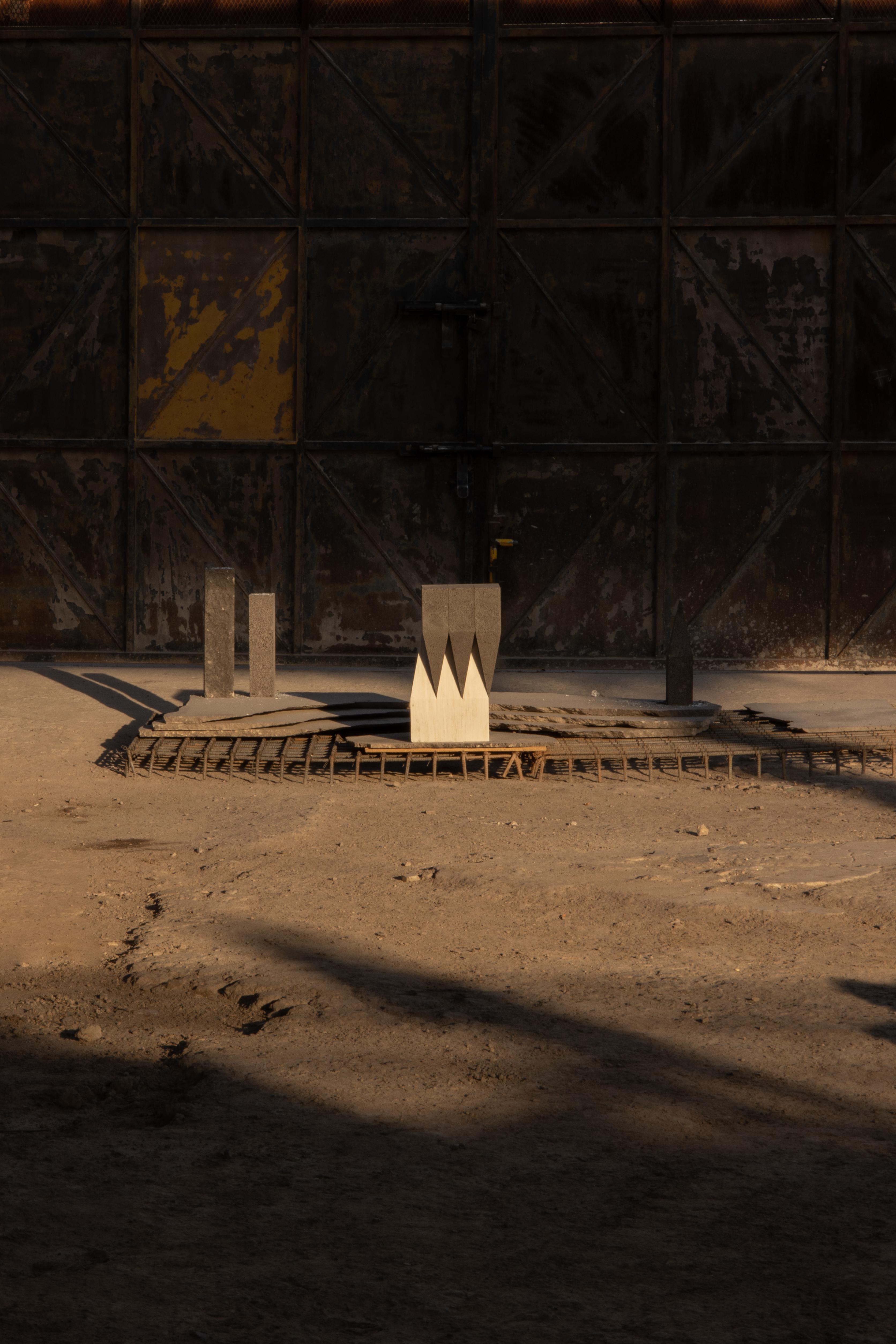 Corona Side Table in Carrara Marble & Volcanic Stone by Alina Rotzinger For Sale 7