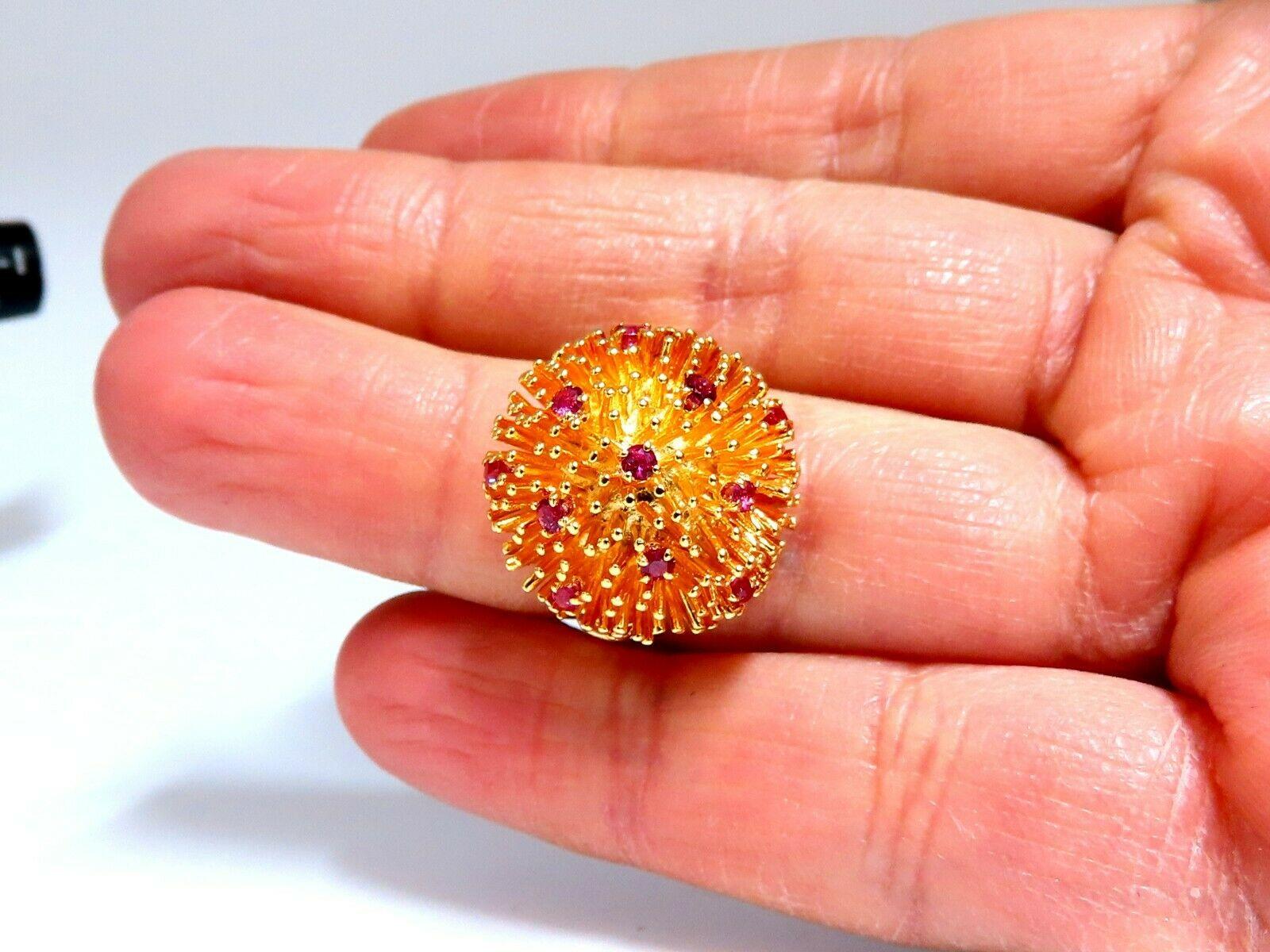 Corona V. Natural Ruby Raised Semi Domed Statement Ring 14 Karat For Sale 2