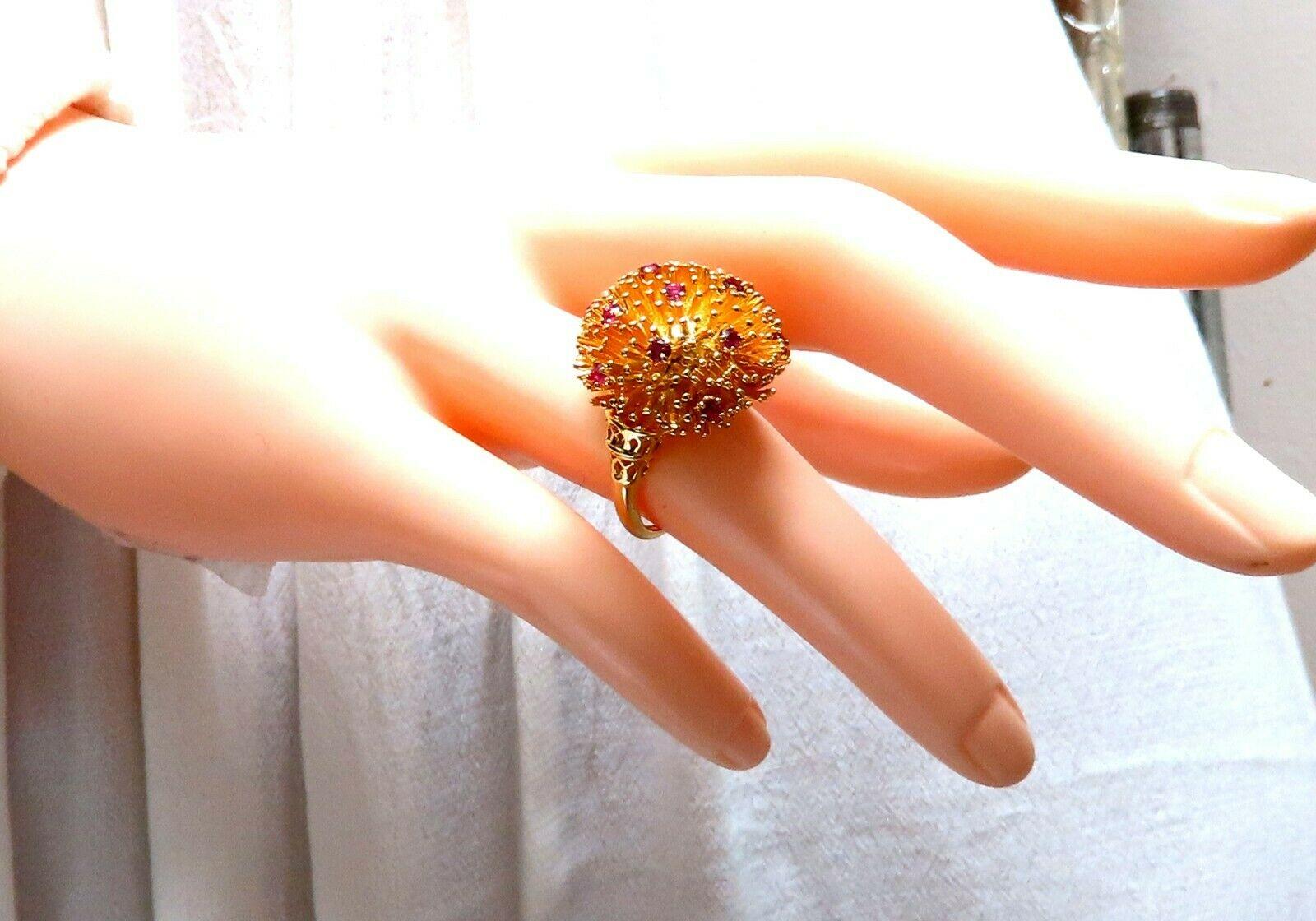 Corona V. Natürlicher Rubin Erhabener Halb gewölbter Statement Ring 14 Karat im Angebot 7