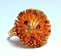 Corona V. Natural Ruby Raised Semi Domed Statement Ring 14 Karat
