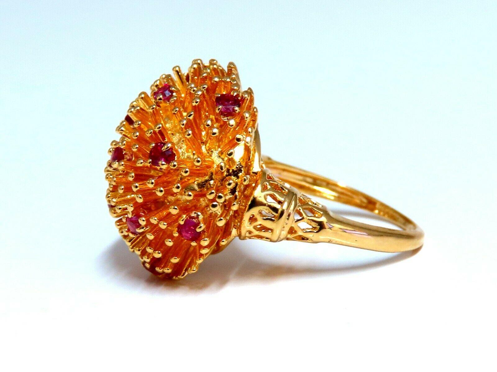 Corona V. Natürlicher Rubin Erhabener Halb gewölbter Statement Ring 14 Karat (Rundschliff) im Angebot