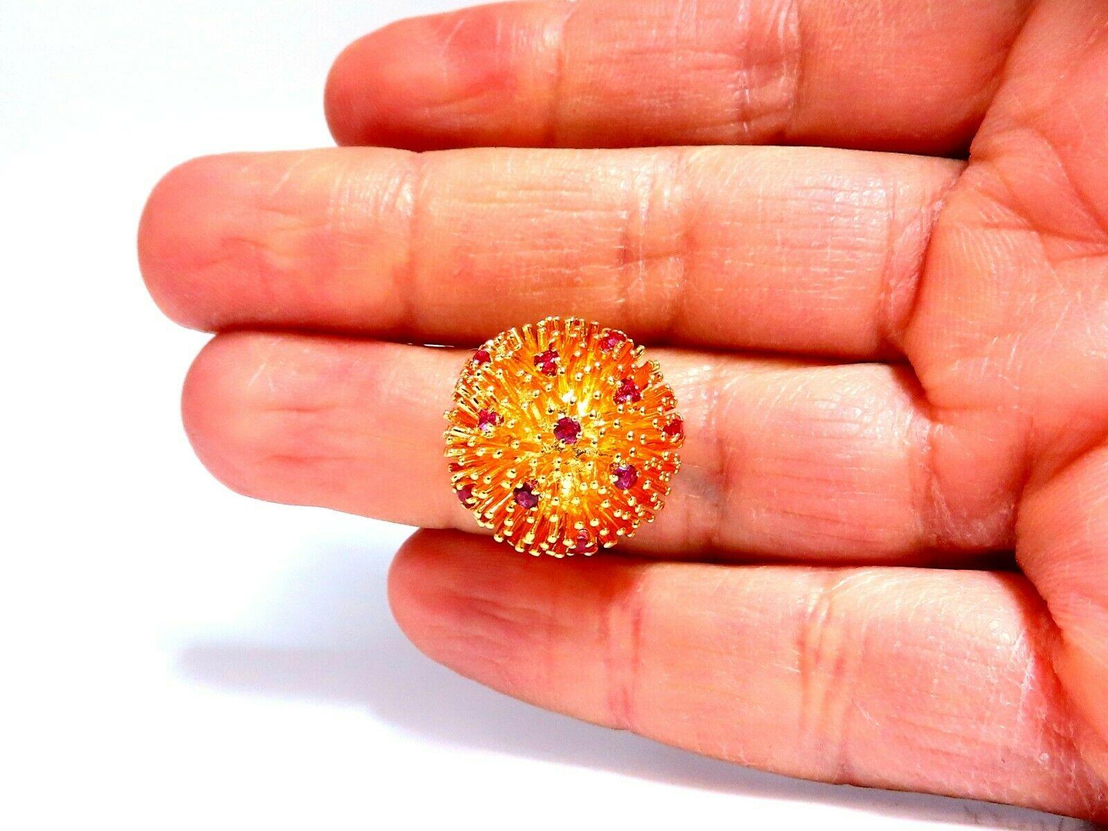 Corona V. Natürlicher Rubin Erhabener Halb gewölbter Statement Ring 14 Karat im Angebot 2