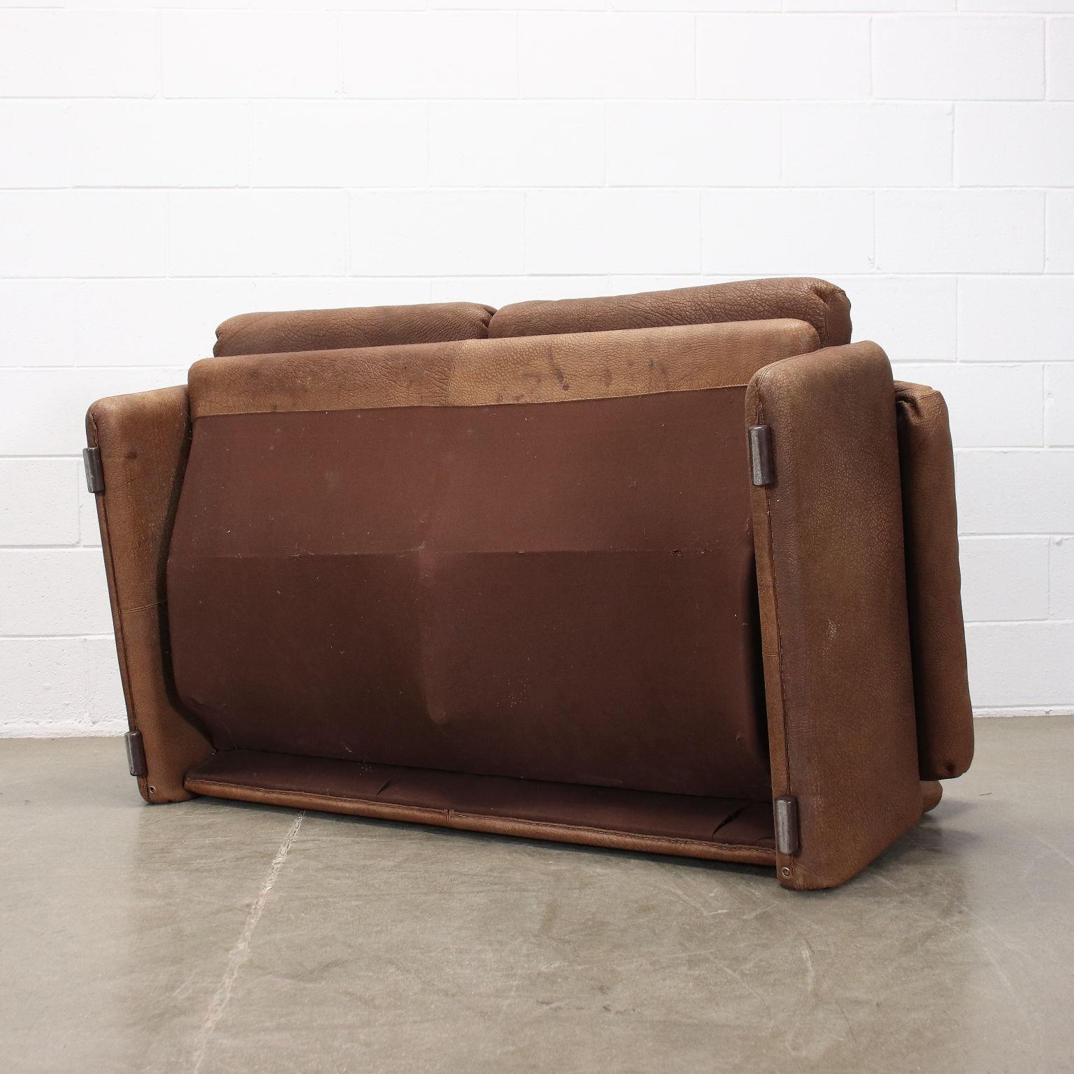 Coronado 2 Seater Sofa by B&B Foam Leather Italy 1970s 5