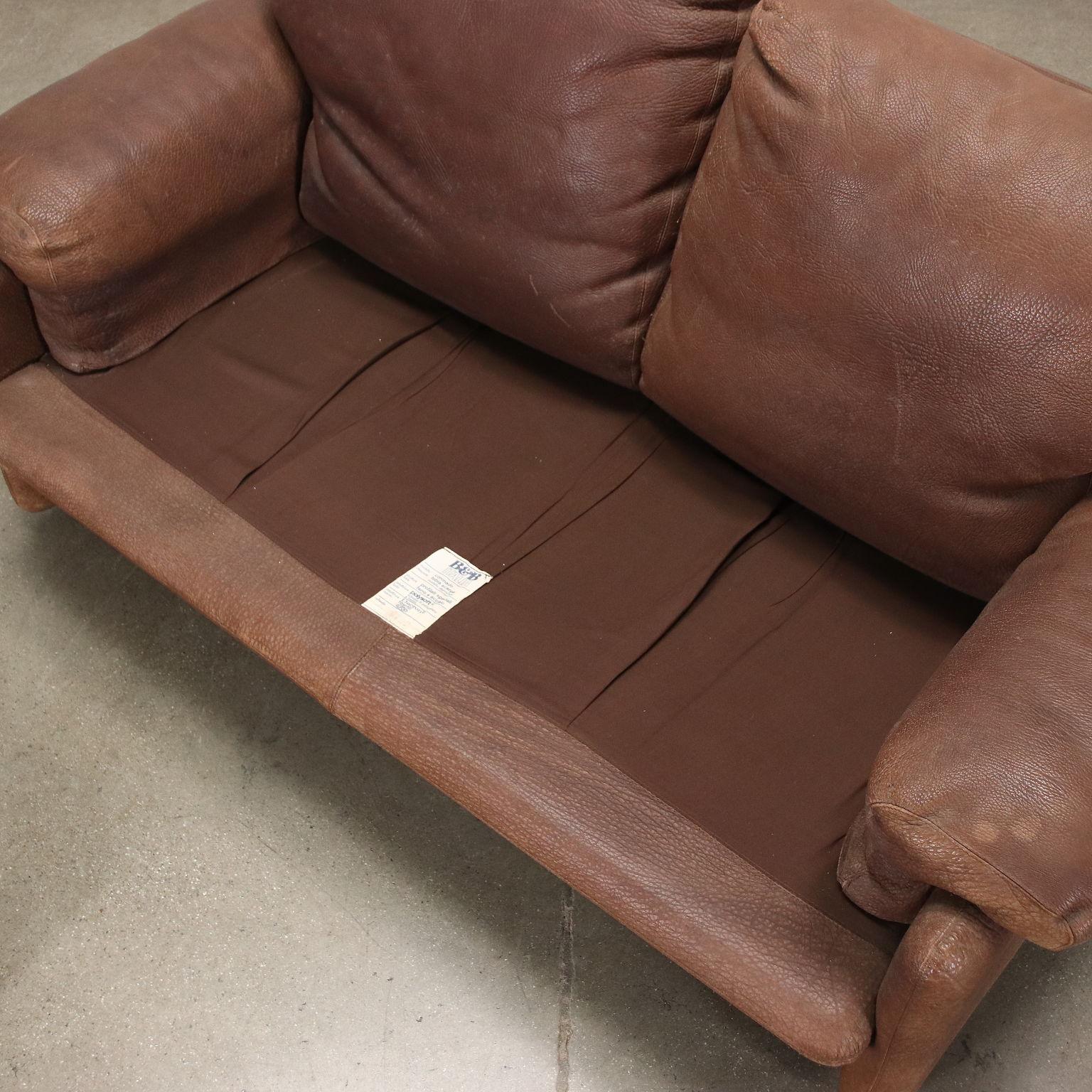 Coronado 2 Seater Sofa by B&B Foam Leather Italy 1970s 1