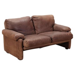 Coronado 2 Seater Sofa by B&B Foam Leather Italy 1970s