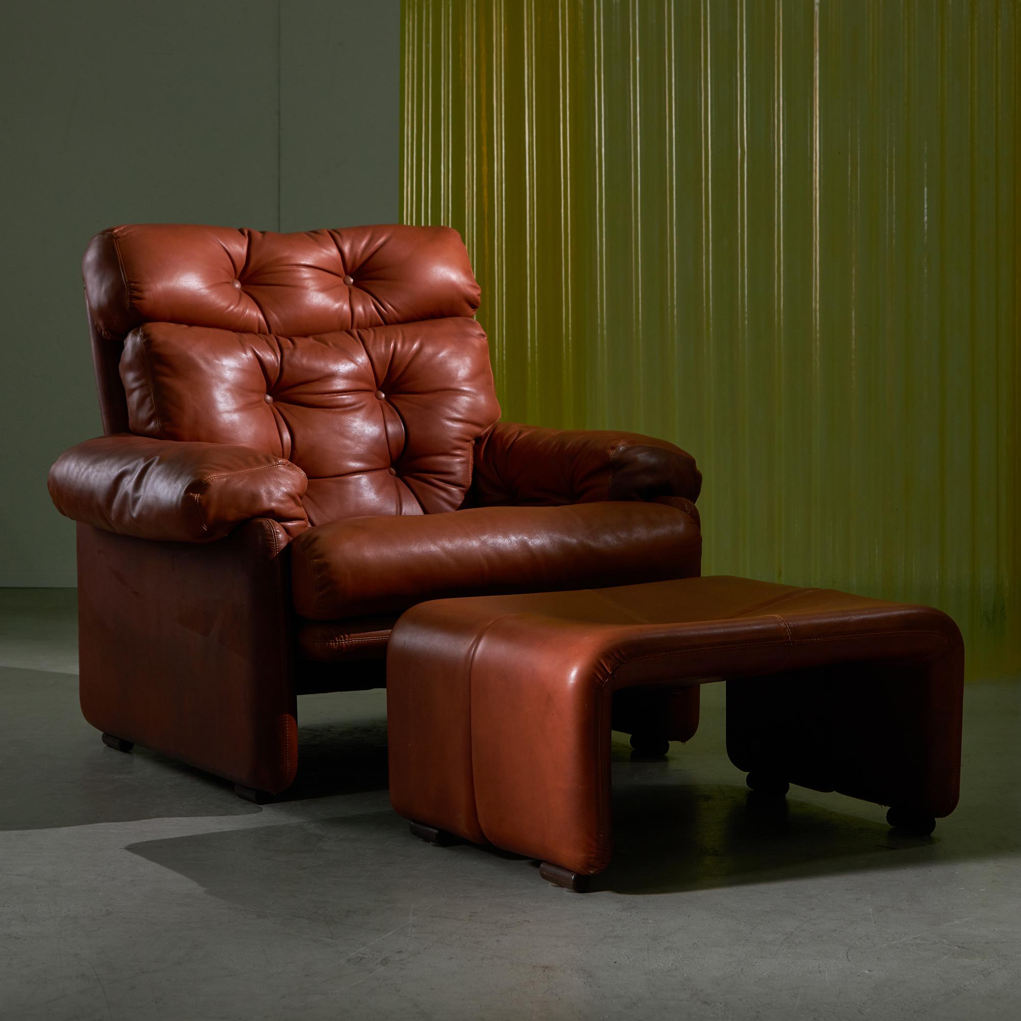 Leather Coronado Armchair by Afra & Tobia Scarpa for B&B Italia, 1960s For Sale