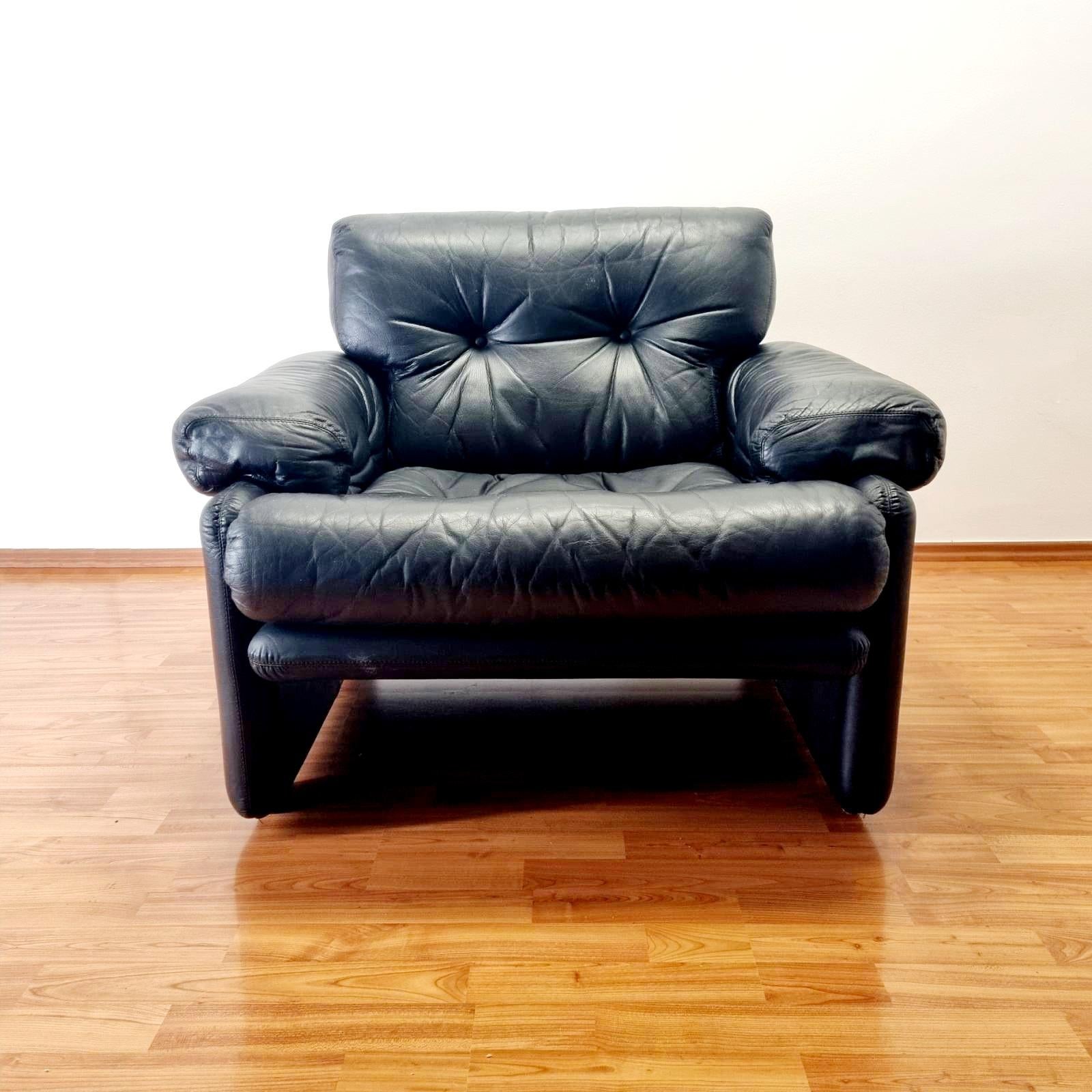 Coronado Leather Armchair by Afra and Tobia Scarpa for B&B Italy, 70s For Sale 4