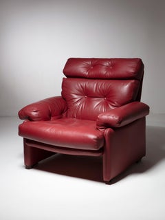 "Coronado" Leather Lounge Chair by Tobia Scarpa for B&B. Italy, 1960