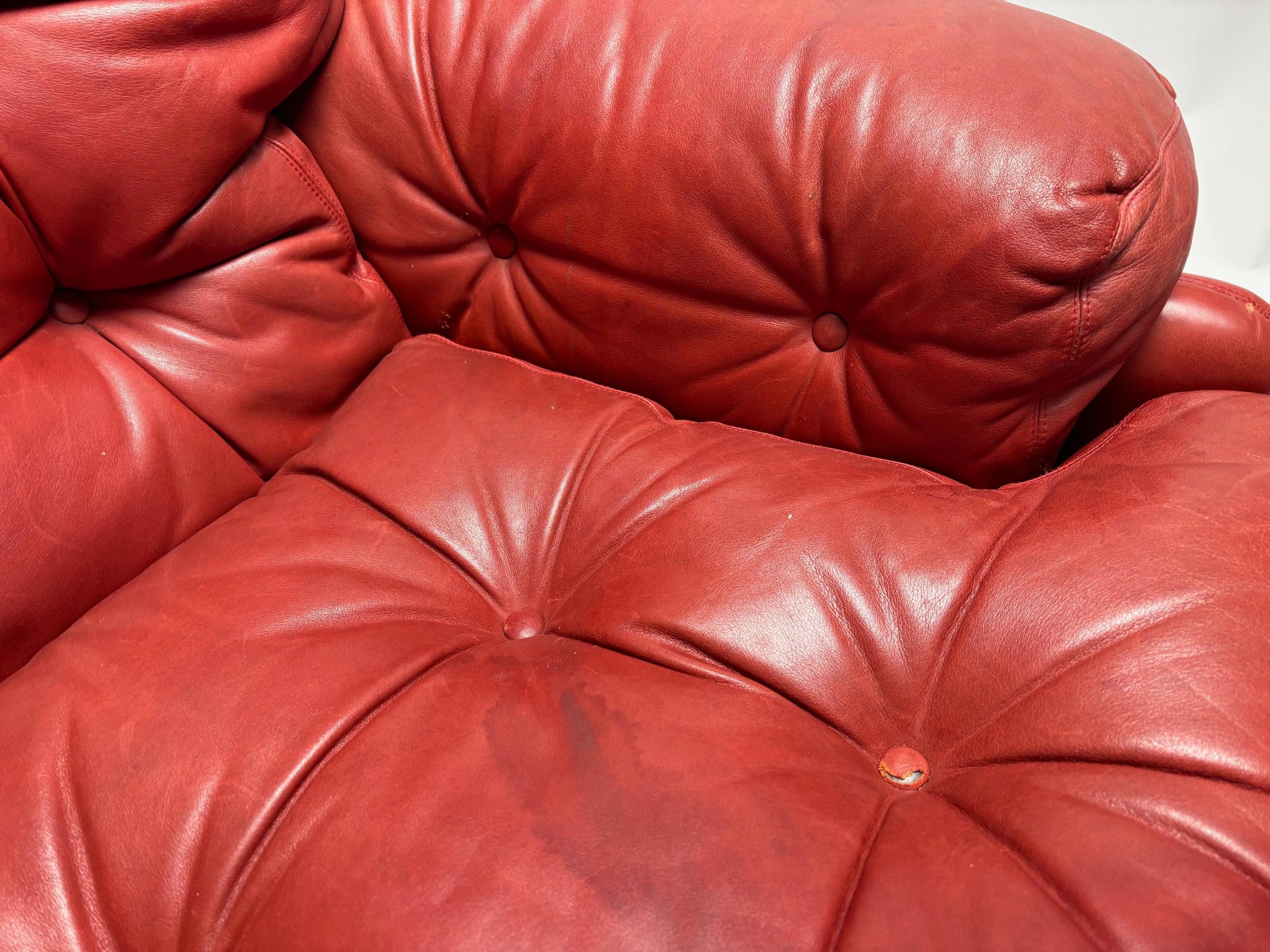 Cuir Fauteuil Coronado Pink par Afra & Tobia Scarpa pour B&B Italia, 1960s en vente