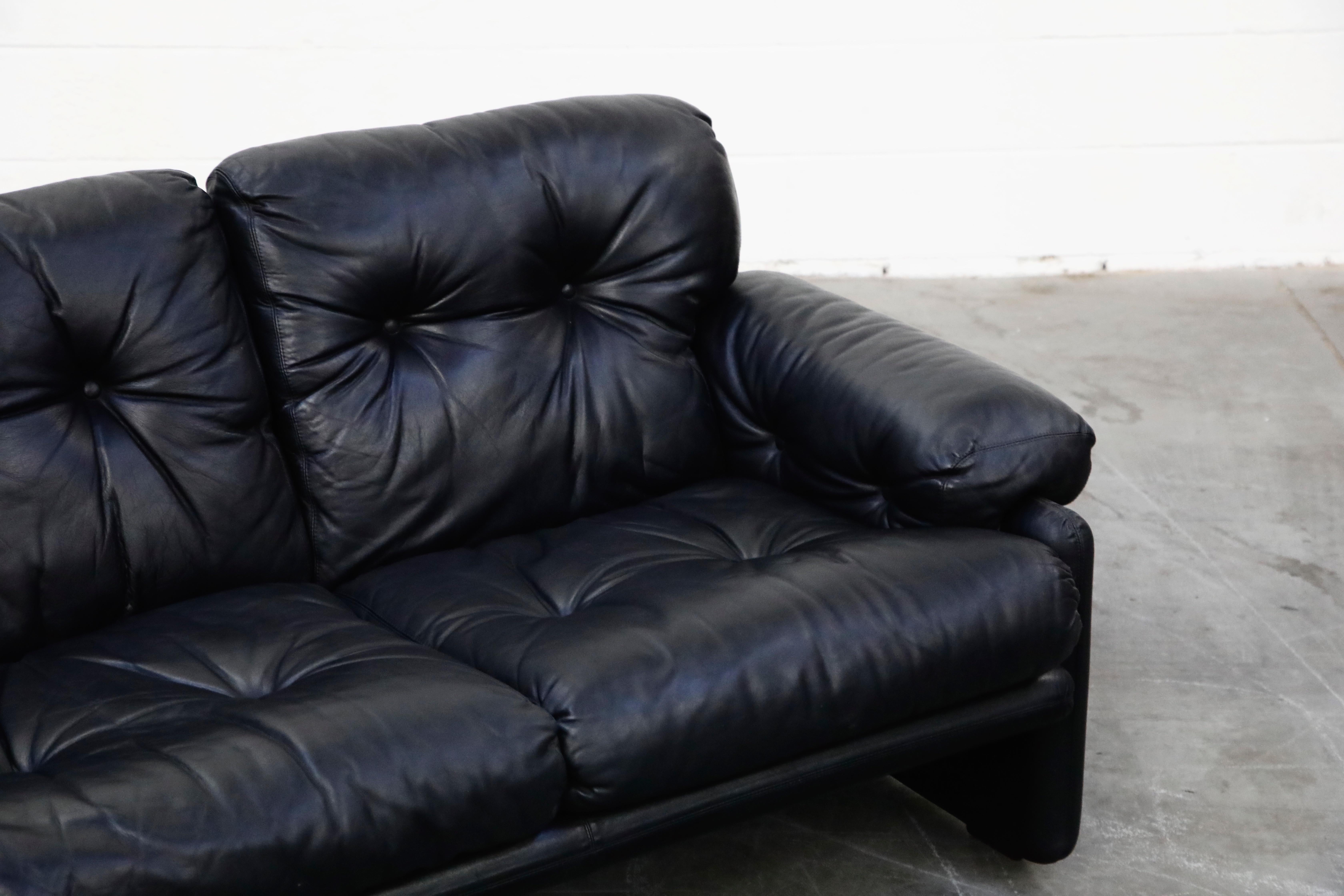 Coronado Sofa in Black Leather by Afra & Tobia Scarpa for B&B Italia, circa 1980 14
