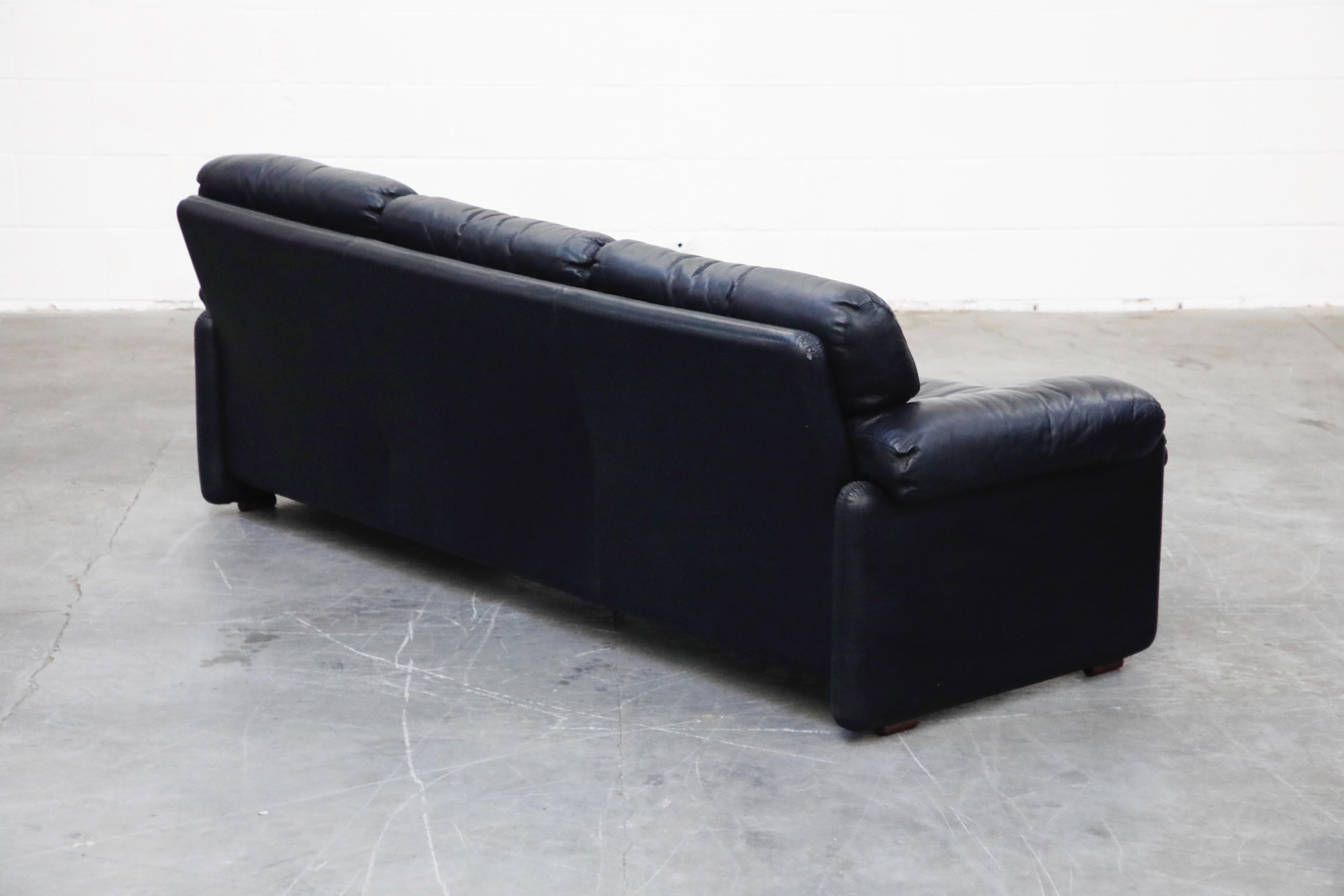 Late 20th Century Coronado Sofa in Black Leather by Afra & Tobia Scarpa for B&B Italia, circa 1980