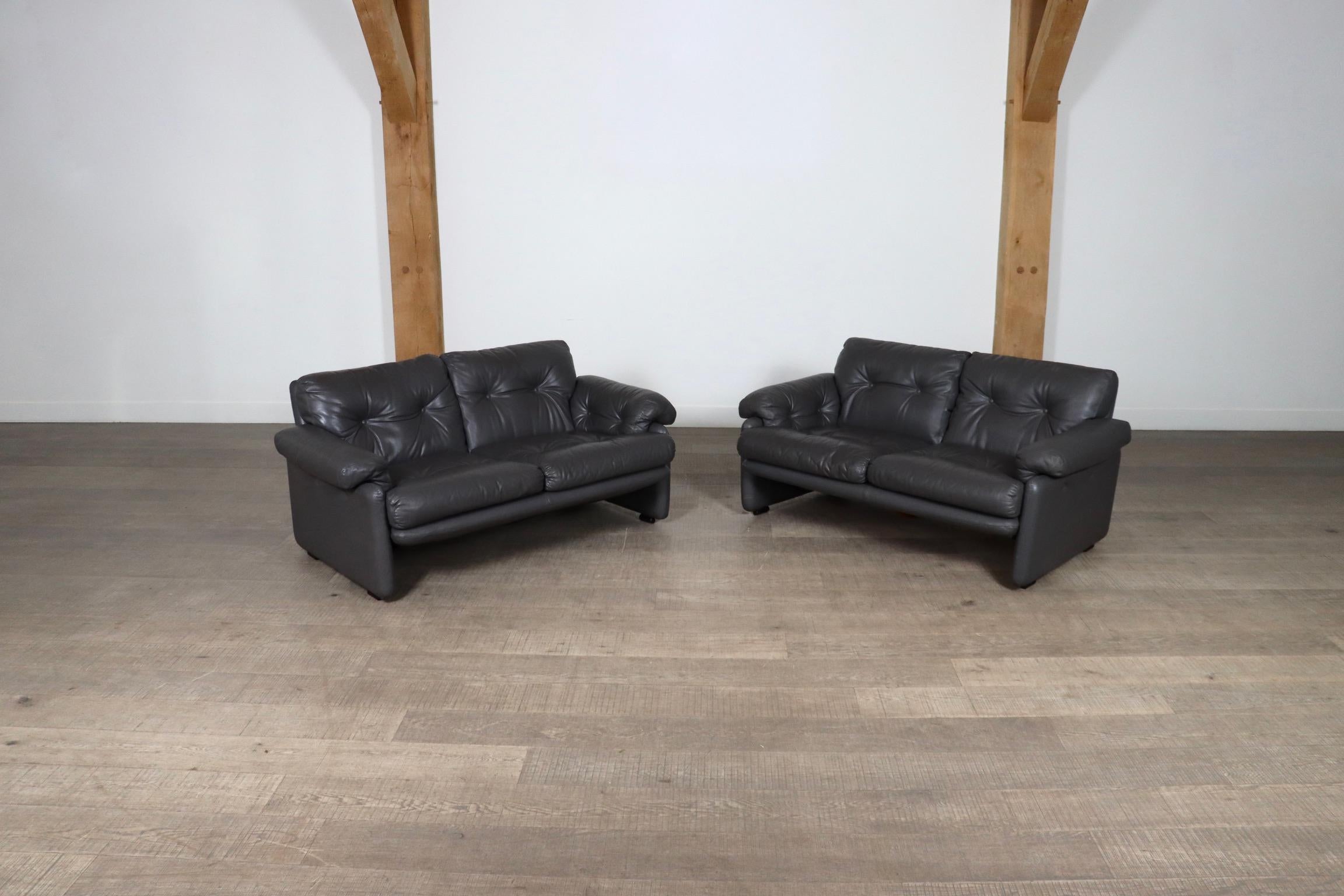 Coronado Sofa In Leather By Tobia Scarpa For B&B Italia, 1980s For Sale 11
