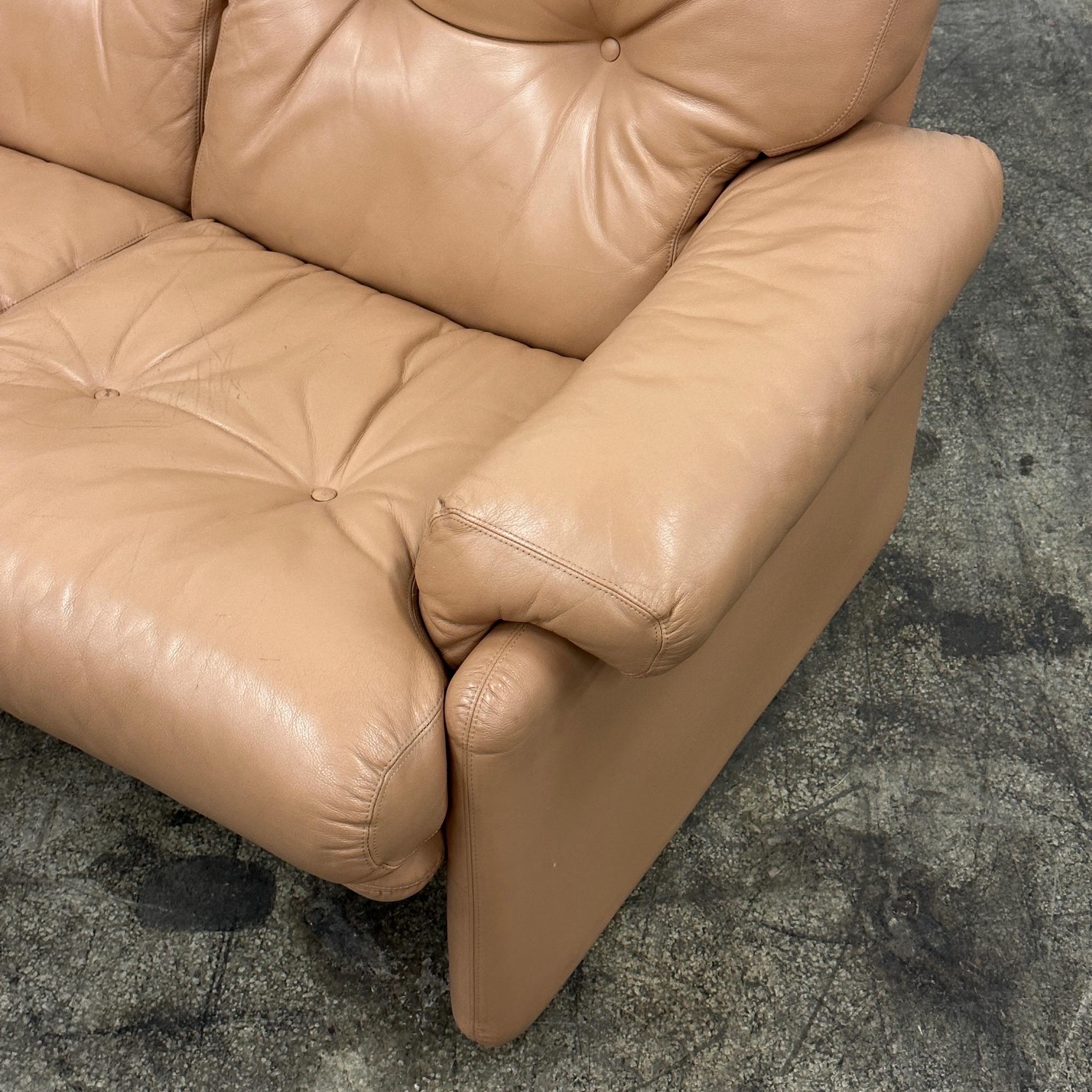 c. 1970s. Made in Italy. Full leather construction. Coronado ottoman also available. 