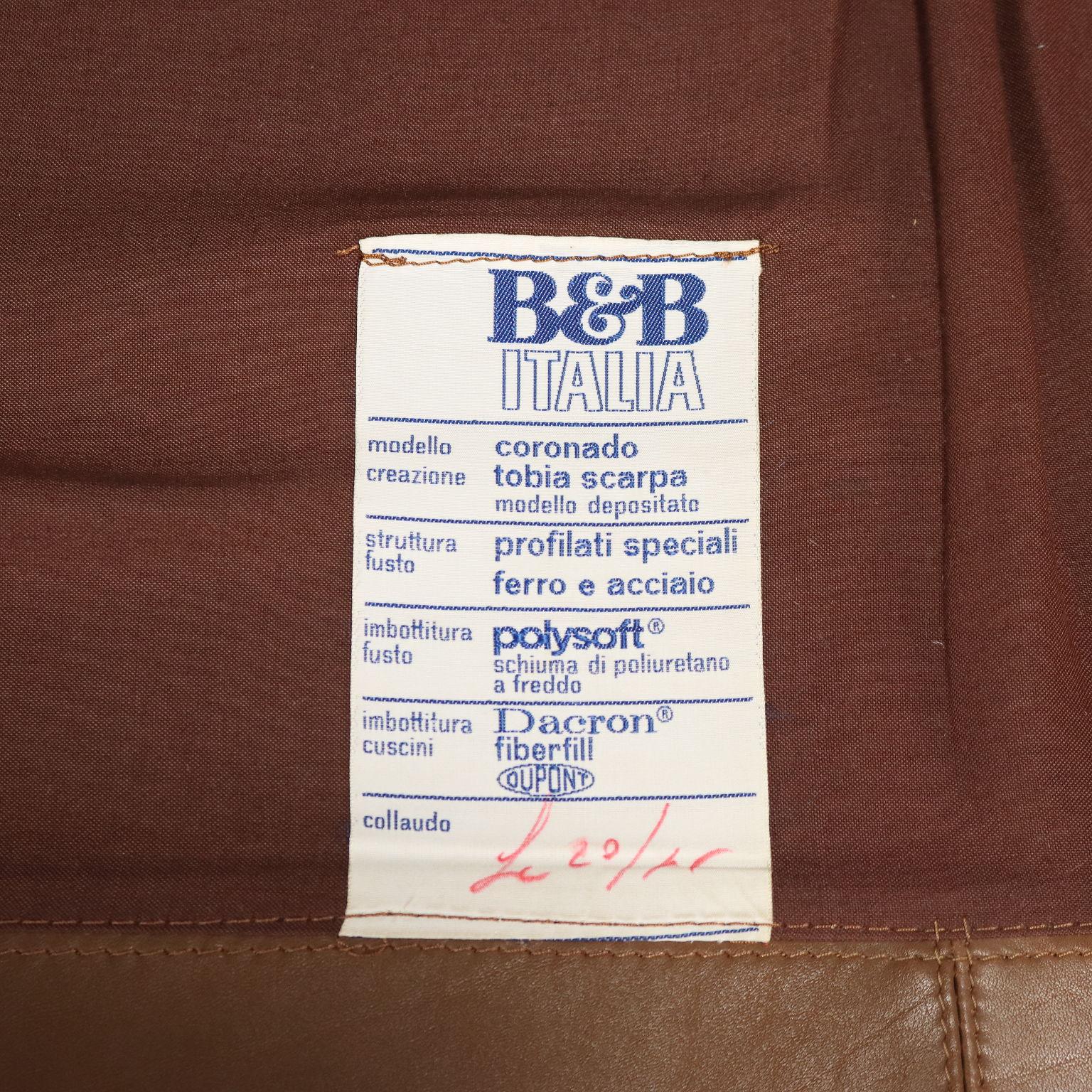 'Coronado' Sofa T. Scarpa for B&B Leather, Italy, 1970s 3