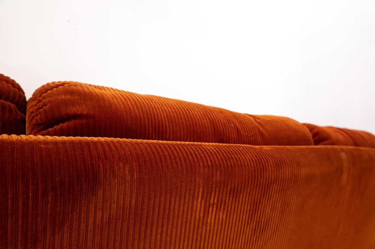 Coronado Three-Seat Sofa by Tobia Scarpa, B&B Italia, Orange Velvet, 1960s 4