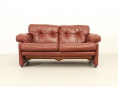 Coronado Two-seater Sofa by Tobia Scarpa in Cognac Leather, 1969