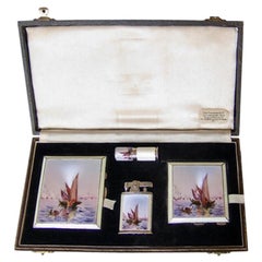Coronation Enameled Sterling Silver Nautical Ladies Nécessaires Fitted Case