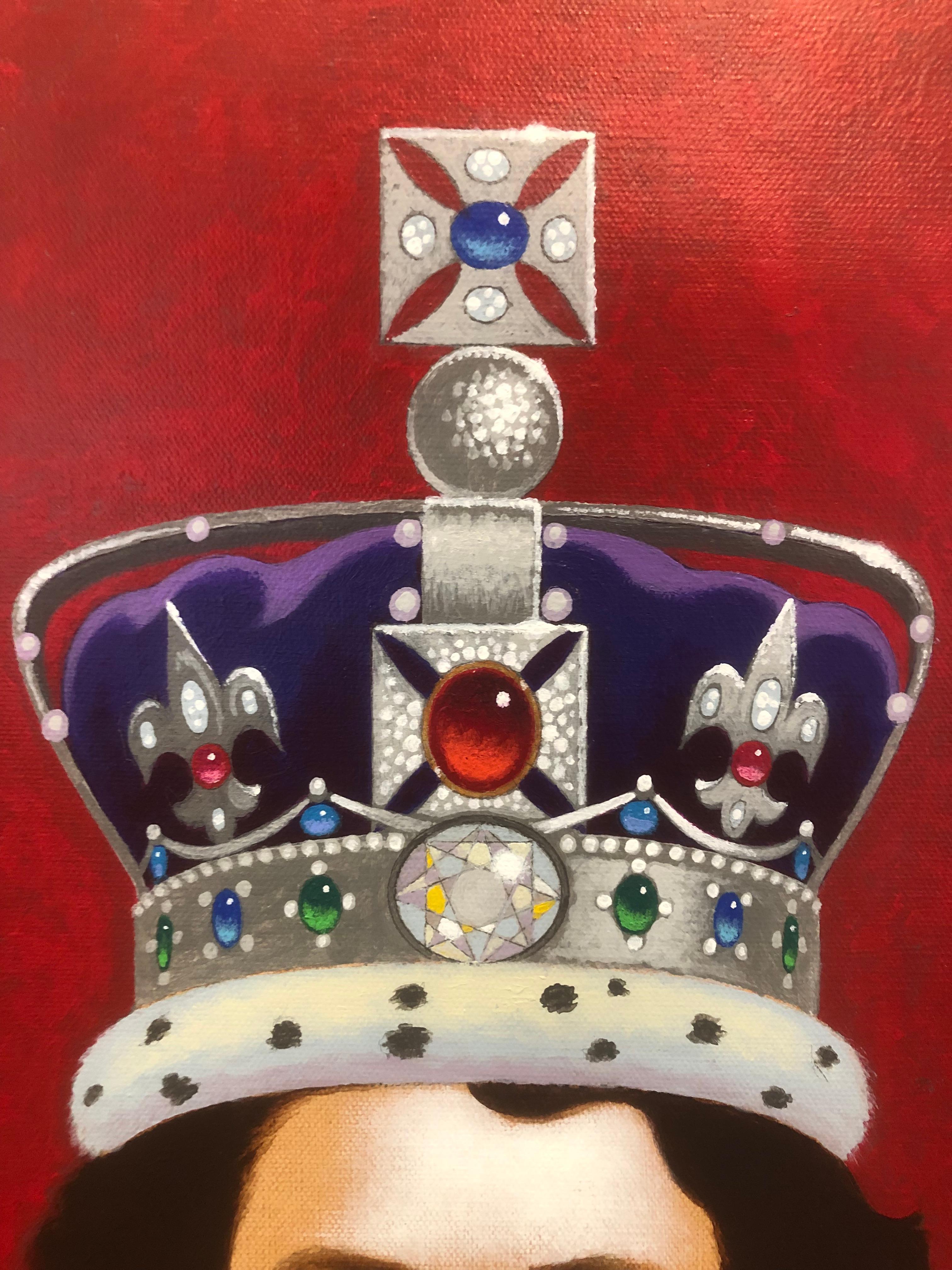 Moderno Ritratto dell'incoronazione della Regina Elisabetta II   -  dipinto originale di Lynn Curlee in vendita