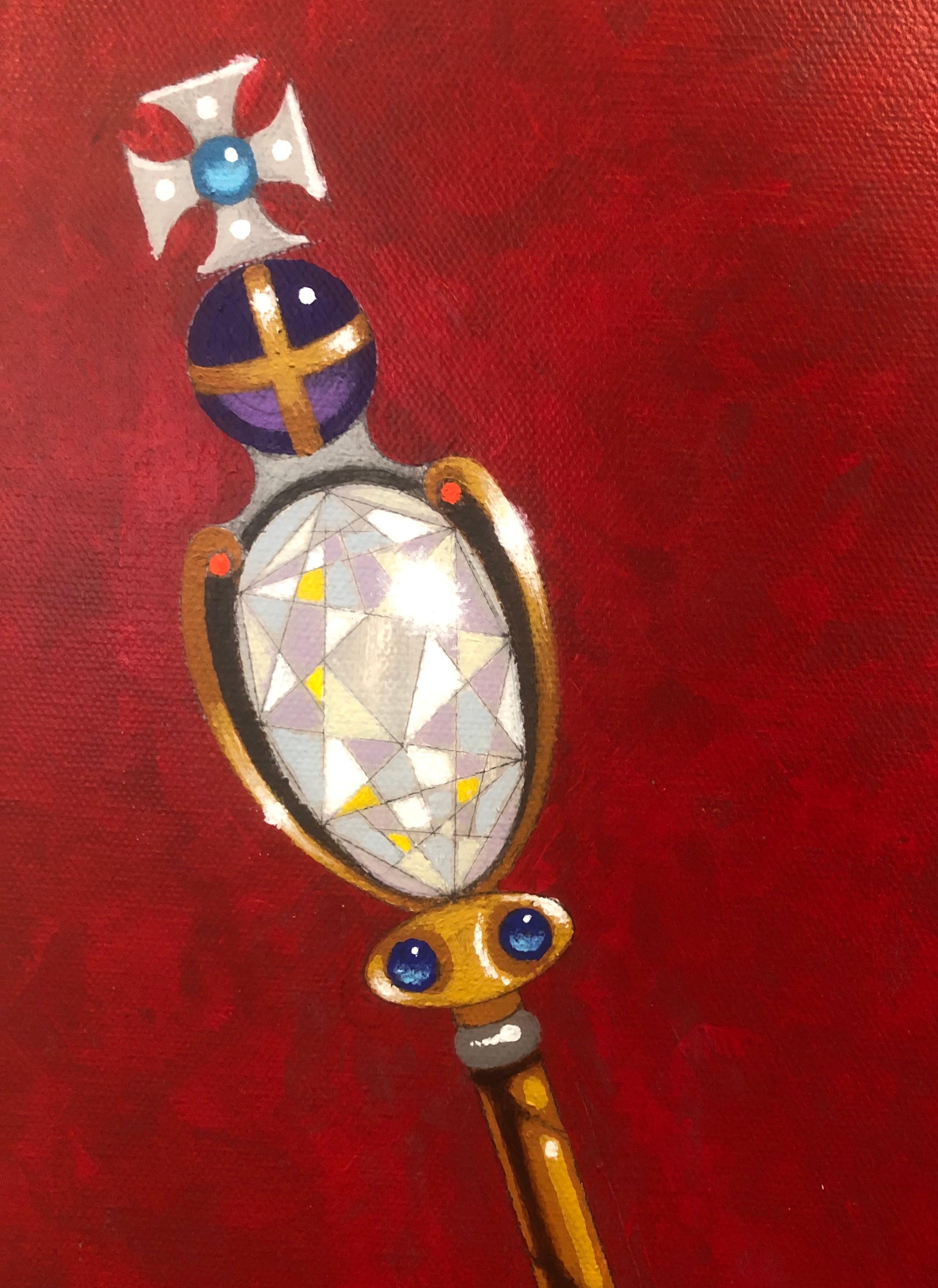 Americano Ritratto dell'incoronazione della Regina Elisabetta II   -  dipinto originale di Lynn Curlee in vendita