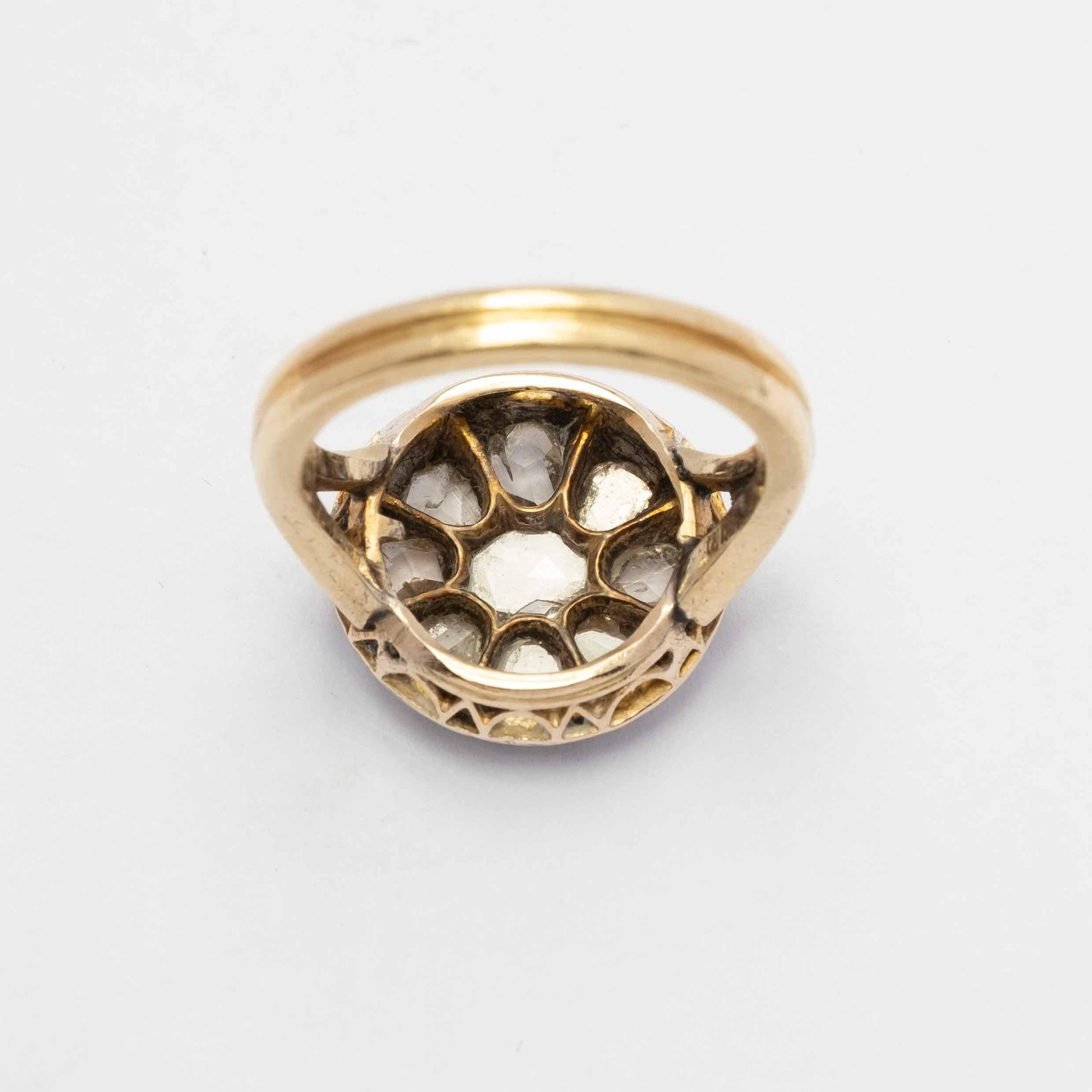 Anillo de la abuela italiana con diamante talla rosa 
